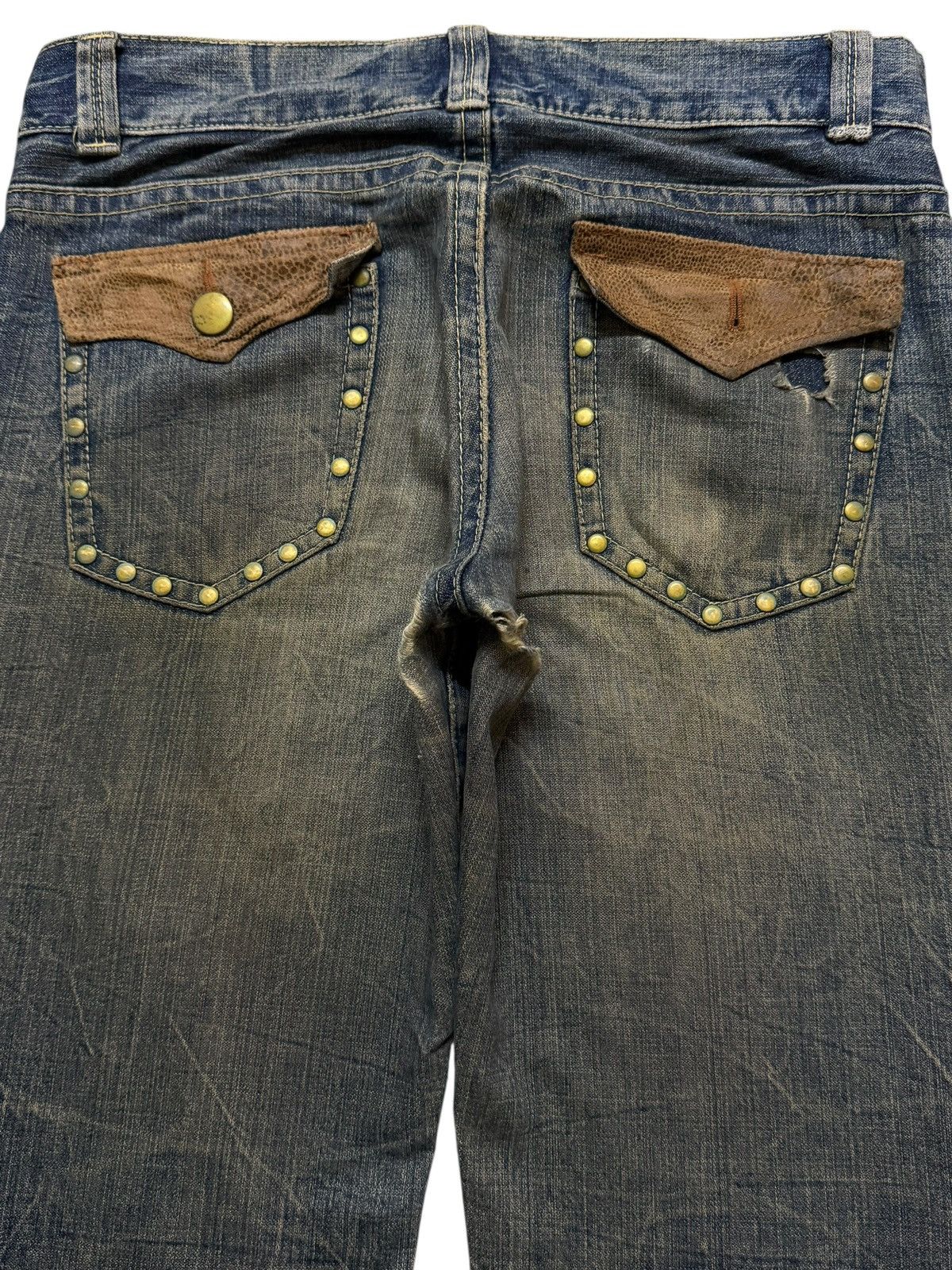 If Six Was Nine Vintage 90s Japanese Brand Honeycomb Distress Wide Leg Flare Size US 33 - 4 Thumbnail