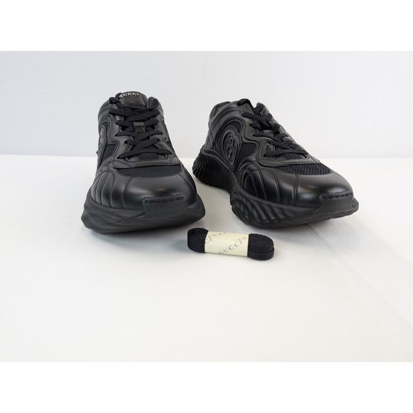Gucci o1rshd1 Ripple Leather Sneakers in Black Size US 11.5 / EU 44-45 - 5 Thumbnail