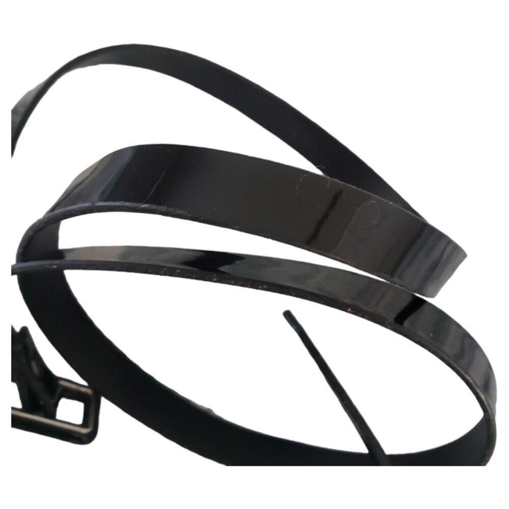 Designer Black Ladies 1/2 inch Patent Leather Look Belt S Size ONE SIZE - 6 Thumbnail