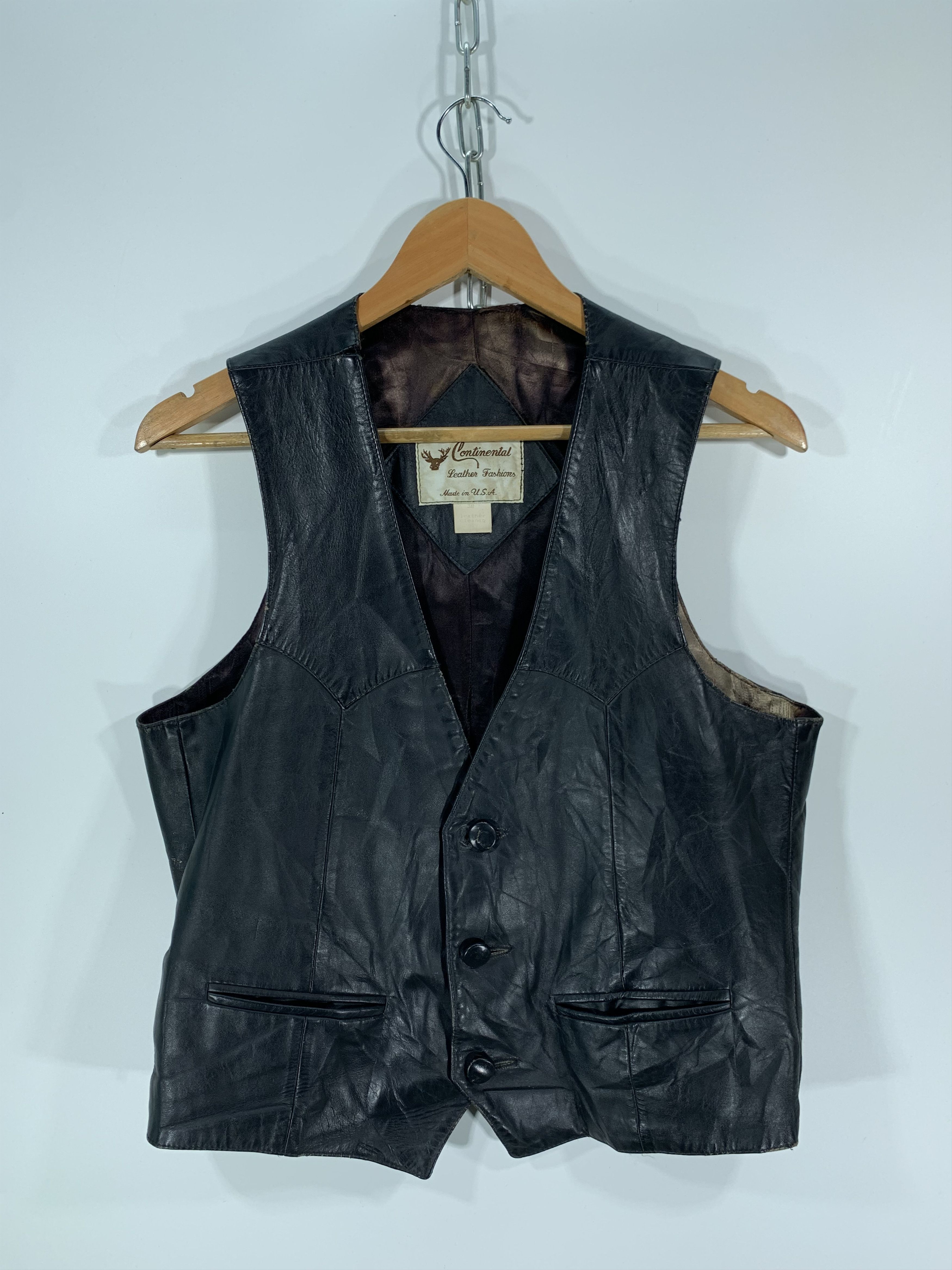 Leather × Vintage 70-80s Vintage Continentel Leather Vest Size US S / EU 44-46 / 1 - 1 Thumbnail