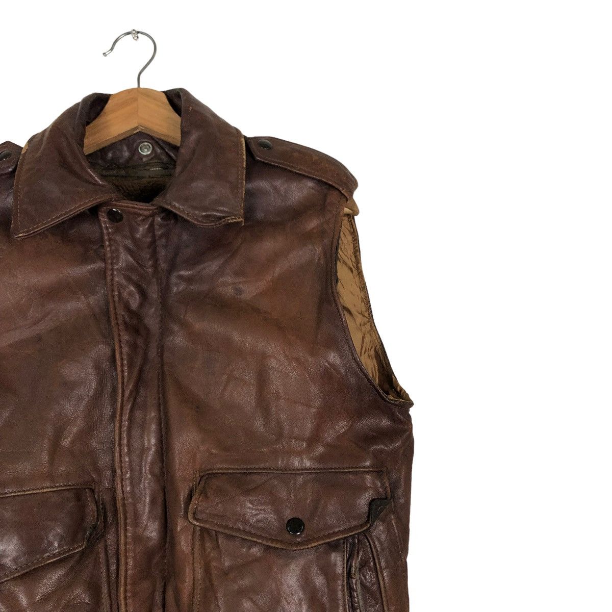 Schott 🔥VINTAGE SCHOTT LEATHER TANK TOP JACKET MADE IN USA Size US M / EU 48-50 / 2 - 6 Thumbnail