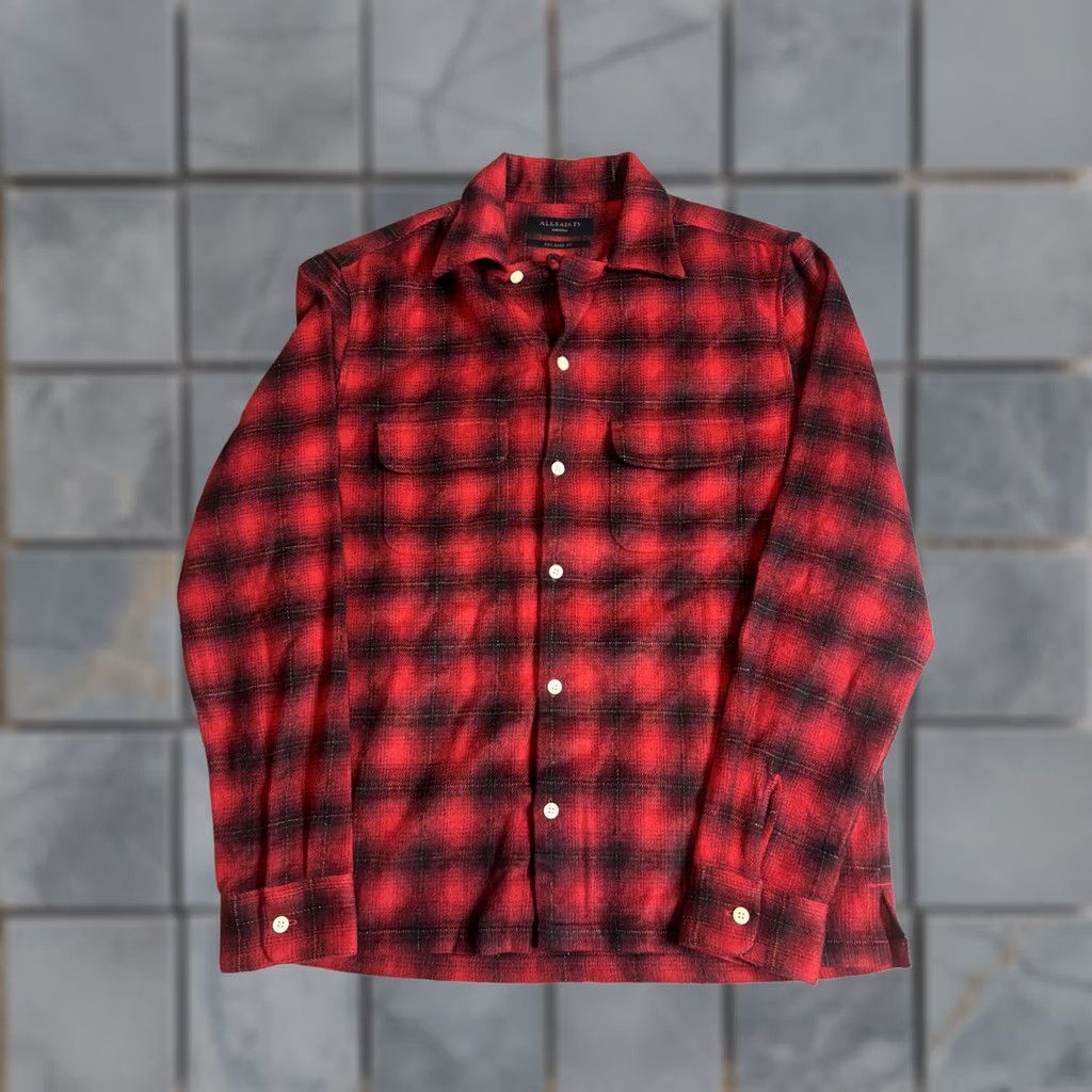 Allsaints AllSaints Shirt Mens Medium Red Flannel Long Sleeve Beyond The Waves Embroidered Plaid Button-Up Casual" Size US M / EU 48-50 / 2 - 1 Thumbnail