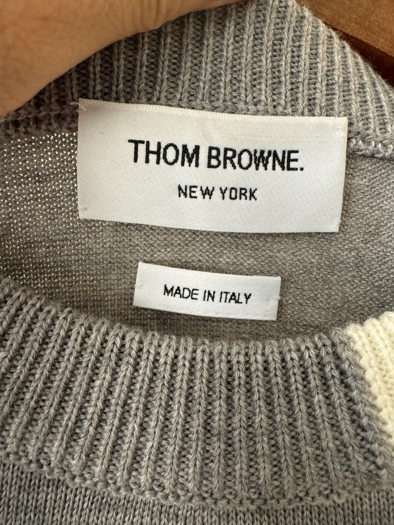 Thom Browne Thom browne Four-strip knitted sweater with gray neck 2504- Size US L / EU 52-54 / 3 - 4 Thumbnail