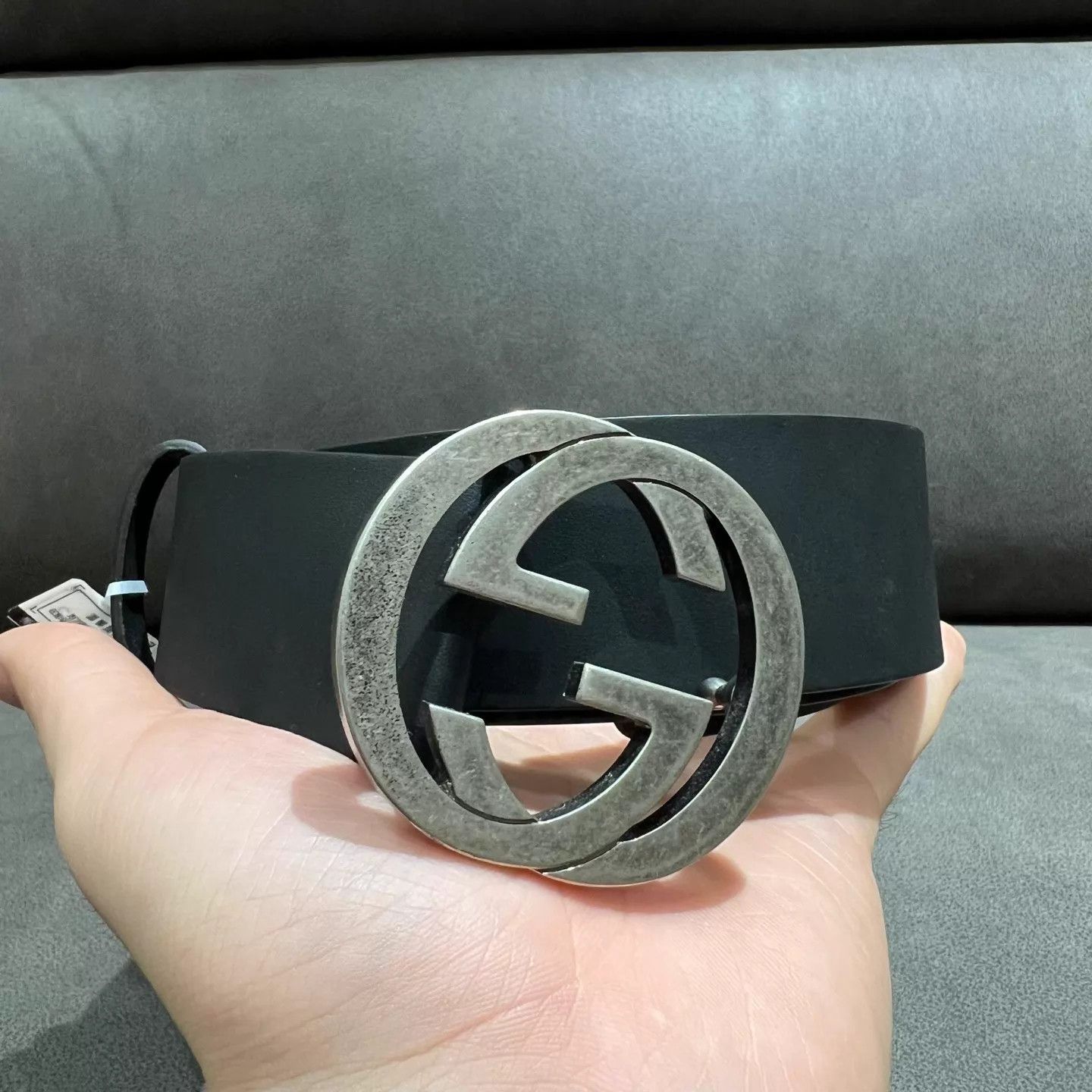 Gucci GUCCI Double G Black & Silver Belt 90 New Size ONE SIZE - 1 Thumbnail