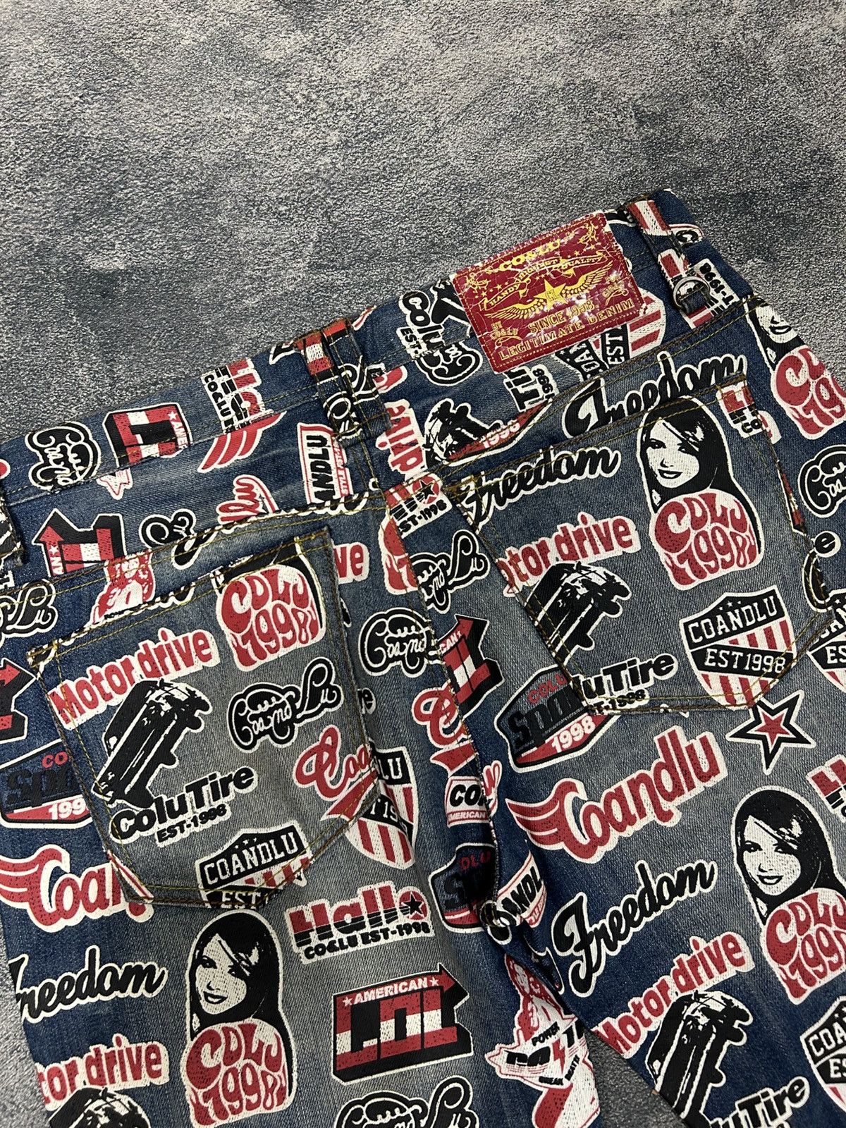 Japanese Brand Y2K CO&LU Hysteric Glamour style Denim Full Print Size US 33 - 10 Thumbnail