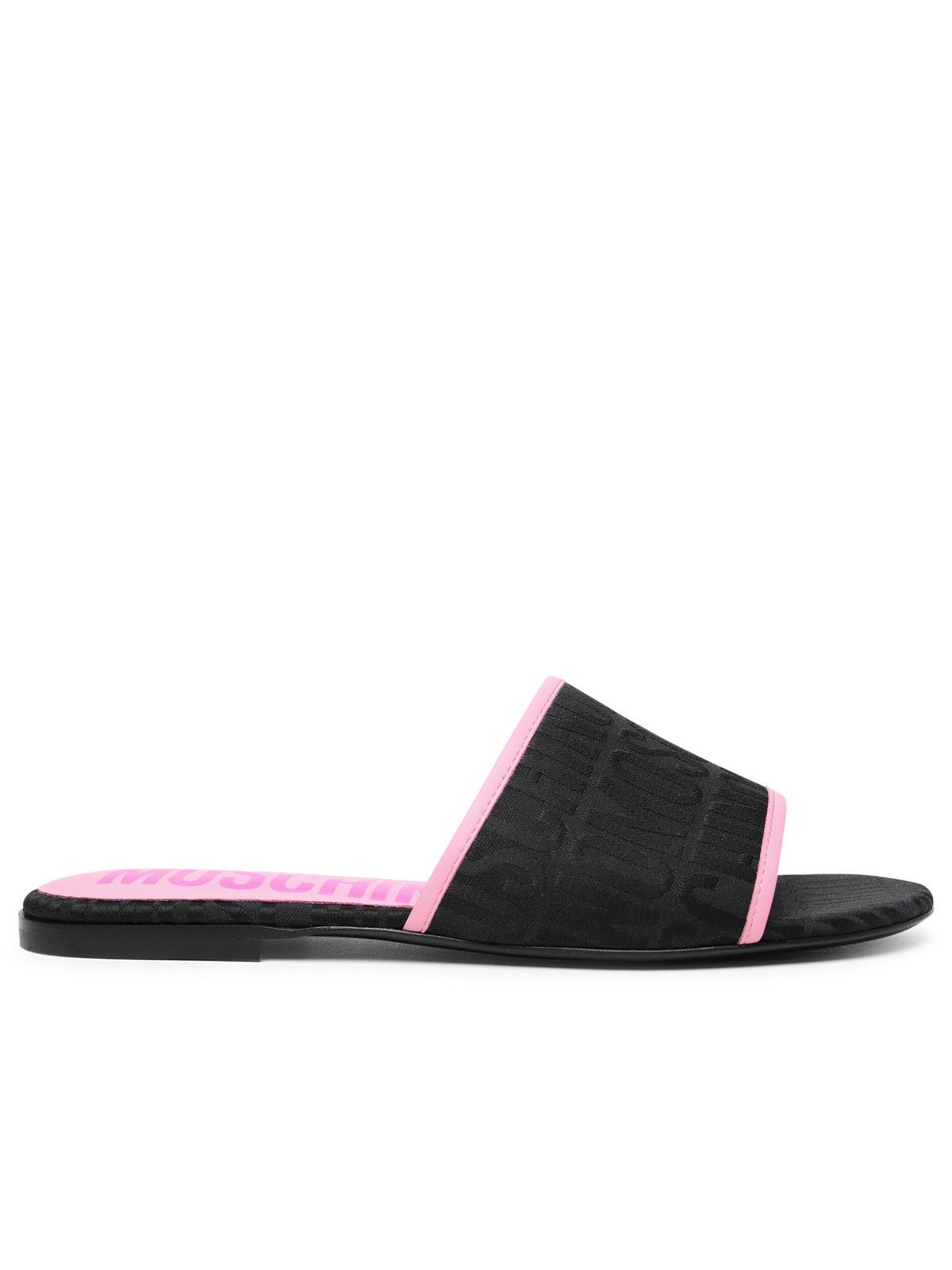 image of Moschino Logo Black Cotton Blend Slippers, Women's (Size 10)