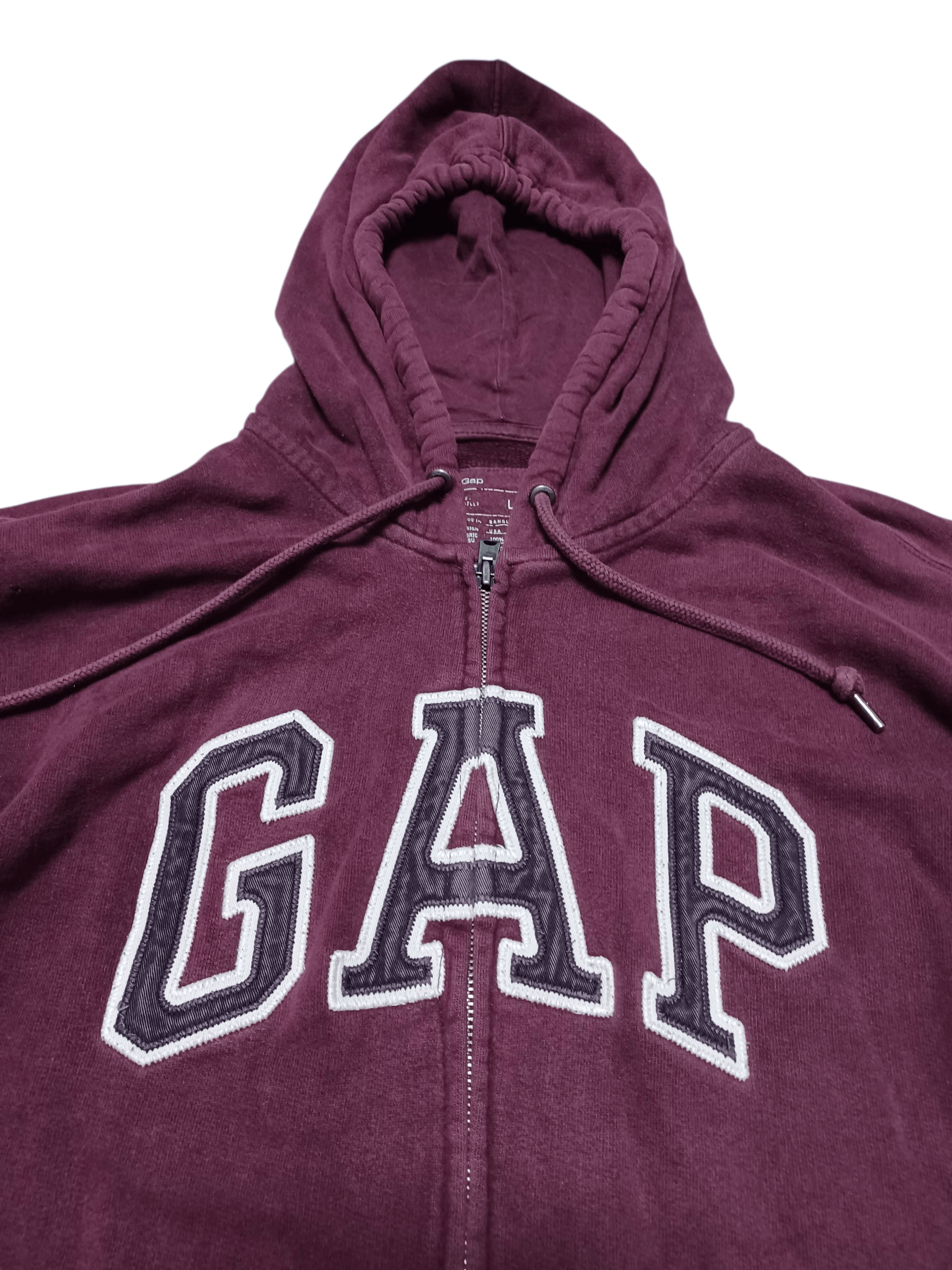 Gap GAP VINTAGE BIG LOGO EMBROIDERED BORDEAUX ZIP HOODIE Size US L / EU 52-54 / 3 - 2 Thumbnail