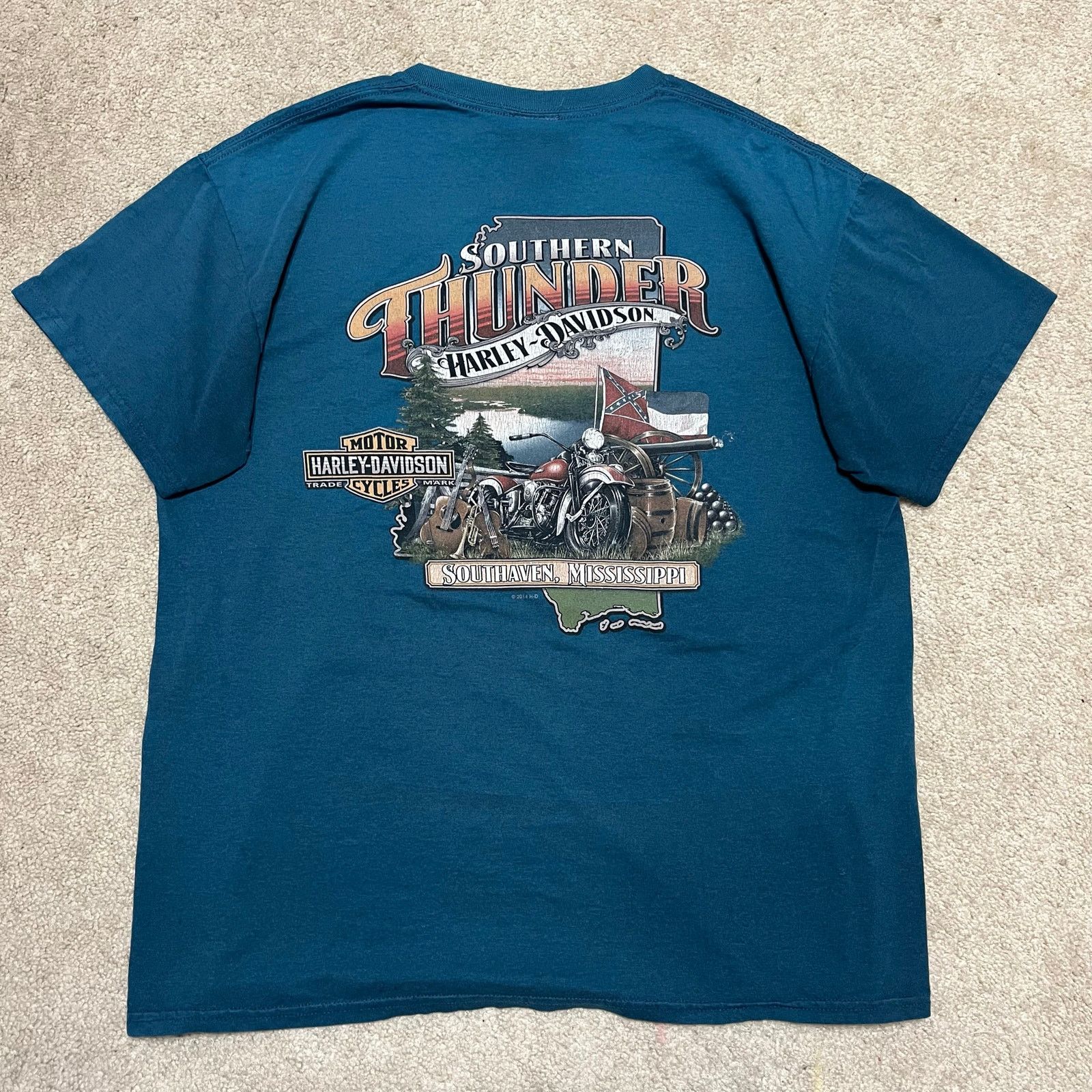 Harley Davidson Harley Davidson Southern Thunder Faded Turquoise Shirt Large Size US L / EU 52-54 / 3 - 3 Thumbnail