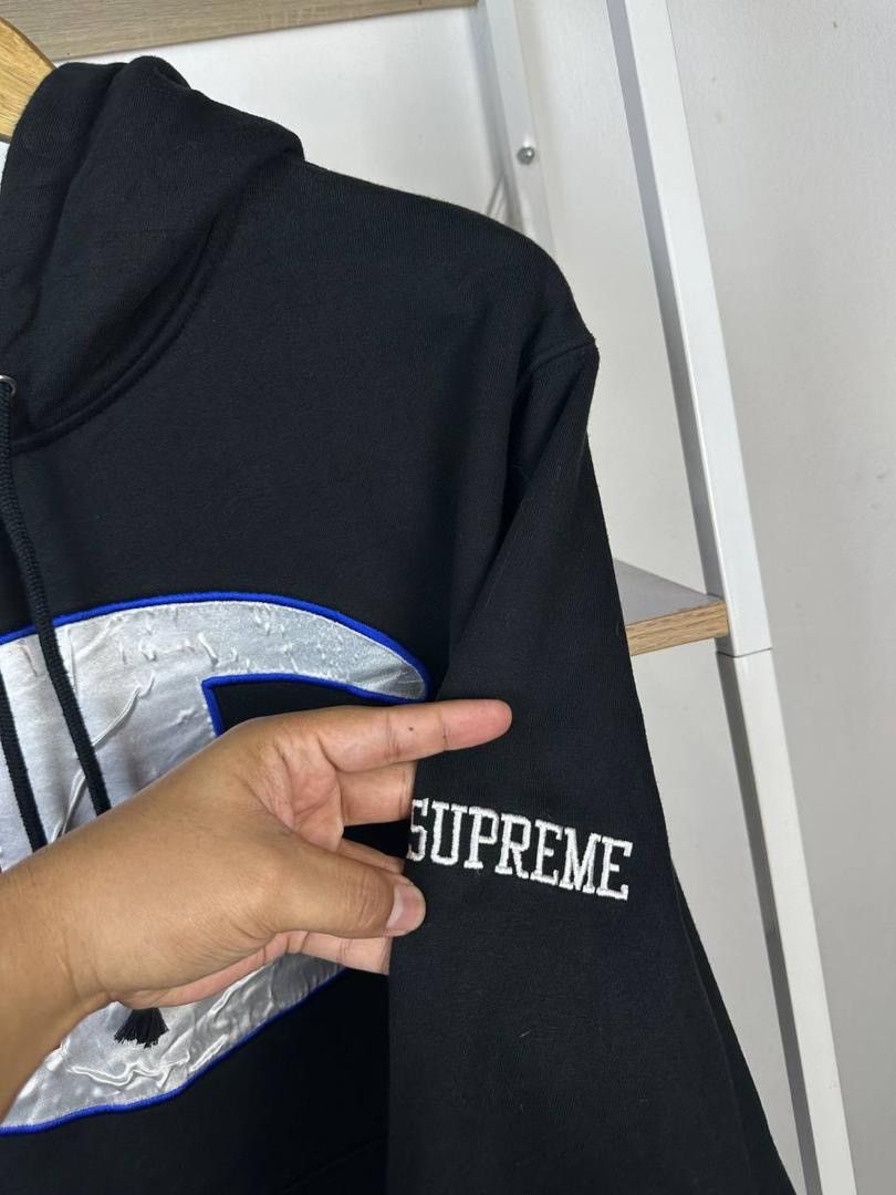 Champion × Supreme × Vision Streetwear Supreme Champion Big Satin Logo Hoodie Sweatshirt (PIT 23.5) Size US L / EU 52-54 / 3 - 3 Thumbnail