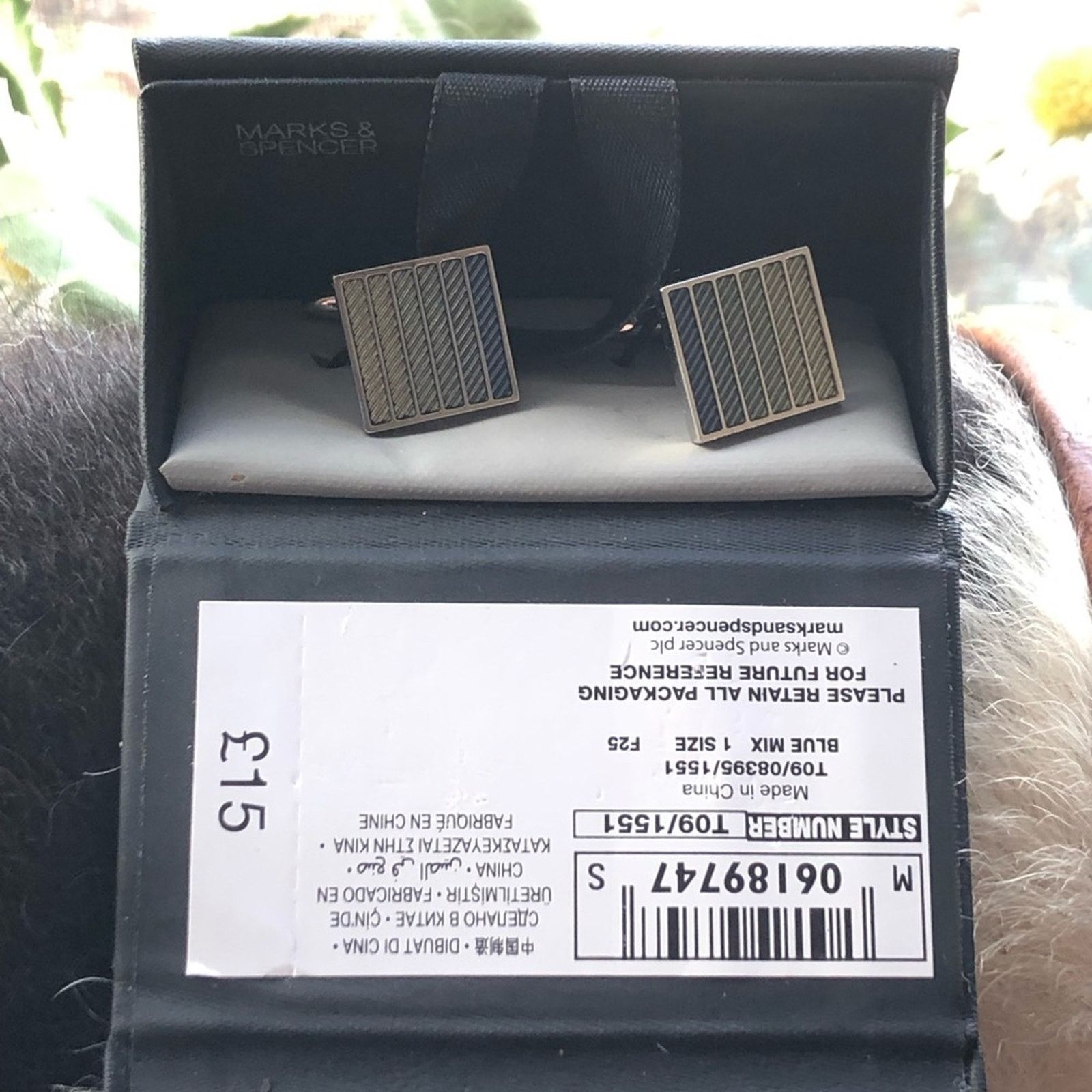 Other Marks & Spencer blue ombré mix silver cuff links NIB Size ONE SIZE - 2 Thumbnail