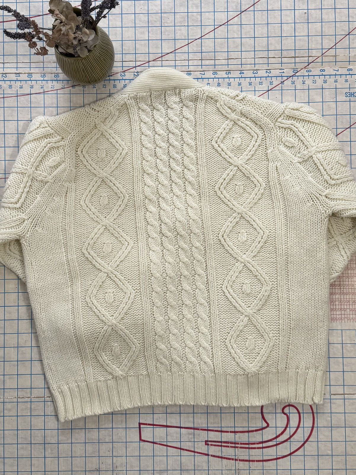 Other × Vintage Vintage Bullock Cable Knit Cardigan Sweater Cream White Med Size US M / EU 48-50 / 2 - 8 Thumbnail