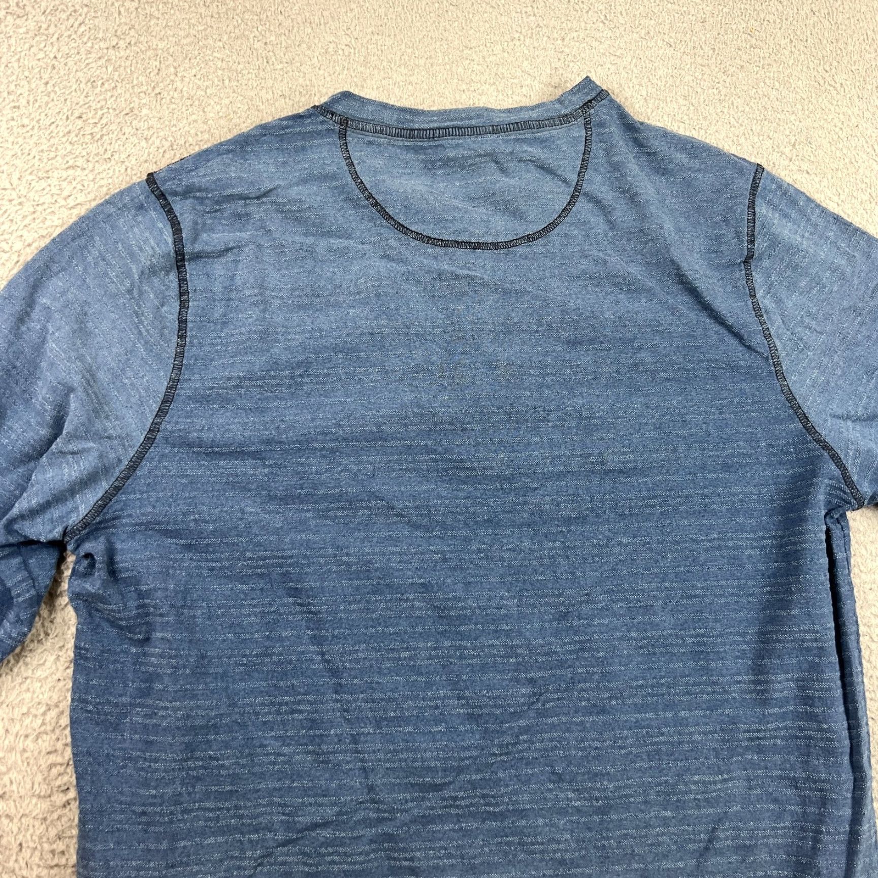 Carbon2Cobalt VINTAGE Carbon 2 Cobalt Shirt Mens XL Blue Watermark Striped Henley Long Sleeve Size US XL / EU 56 / 4 - 7 Thumbnail