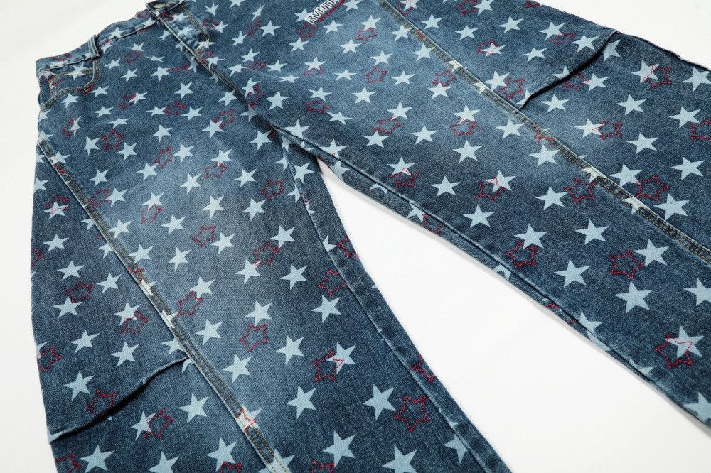 Vintage Men's retro high street star wide-leg scimitar jeans y2k Size US 32 / EU 48 - 4 Thumbnail