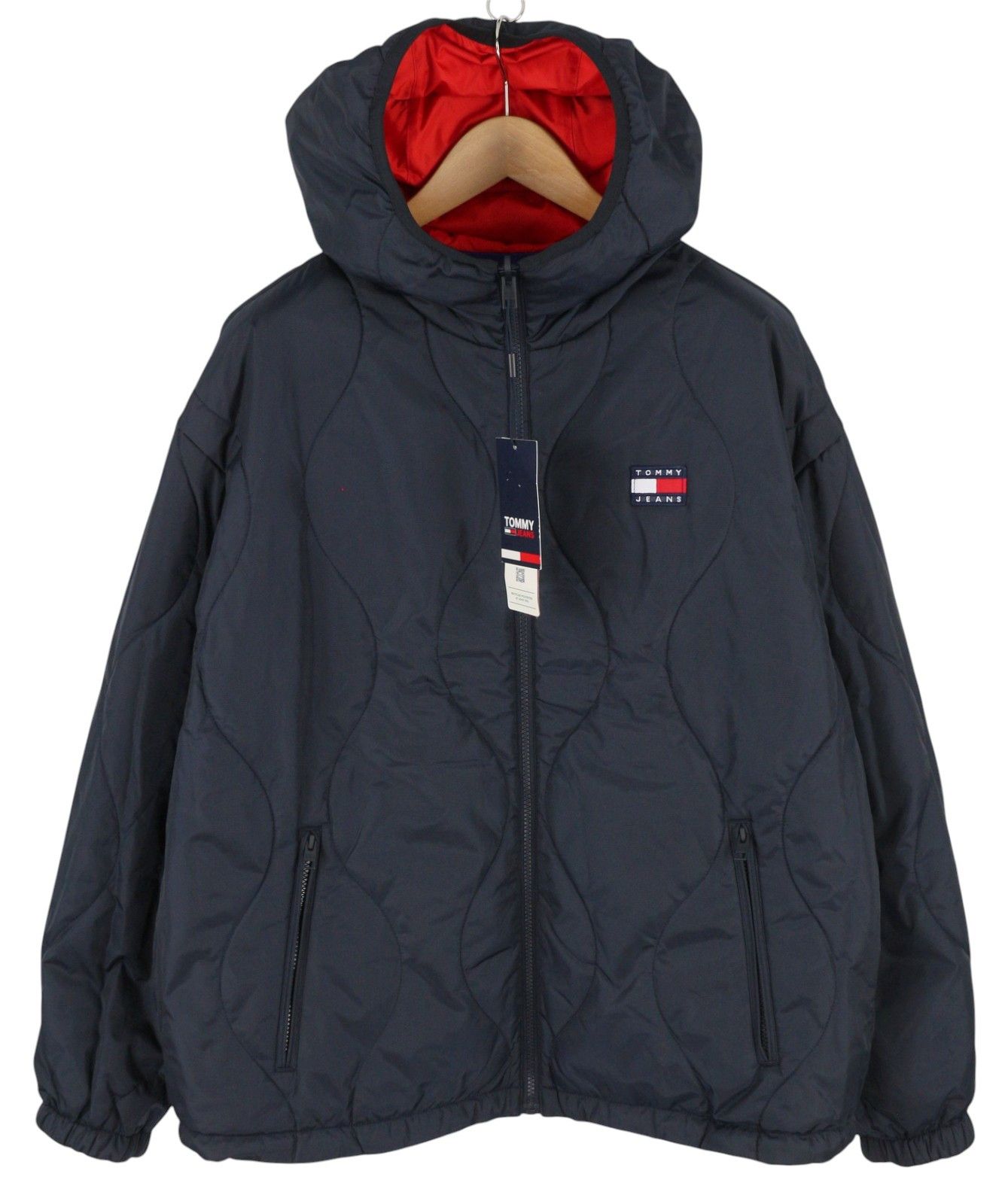 Tommy Hilfiger REVERSIBLE QUILTED M Blue Quilted Hooded Zip Jacket 86388 Size US M / EU 48-50 / 2 - 4 Thumbnail