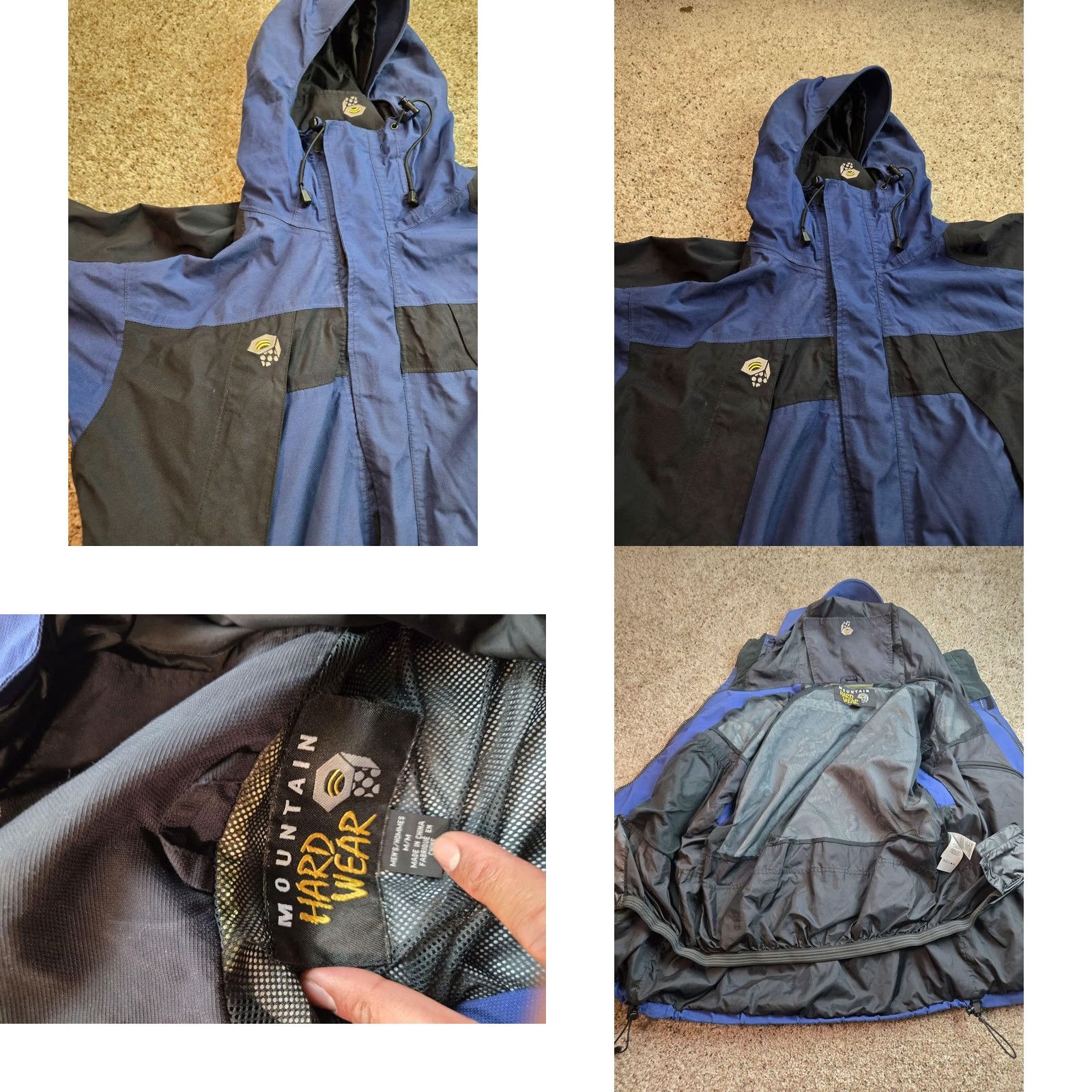 VINTAGE Mountain Hardwear Conduit Shell Jacket Mens L Blue Hooded