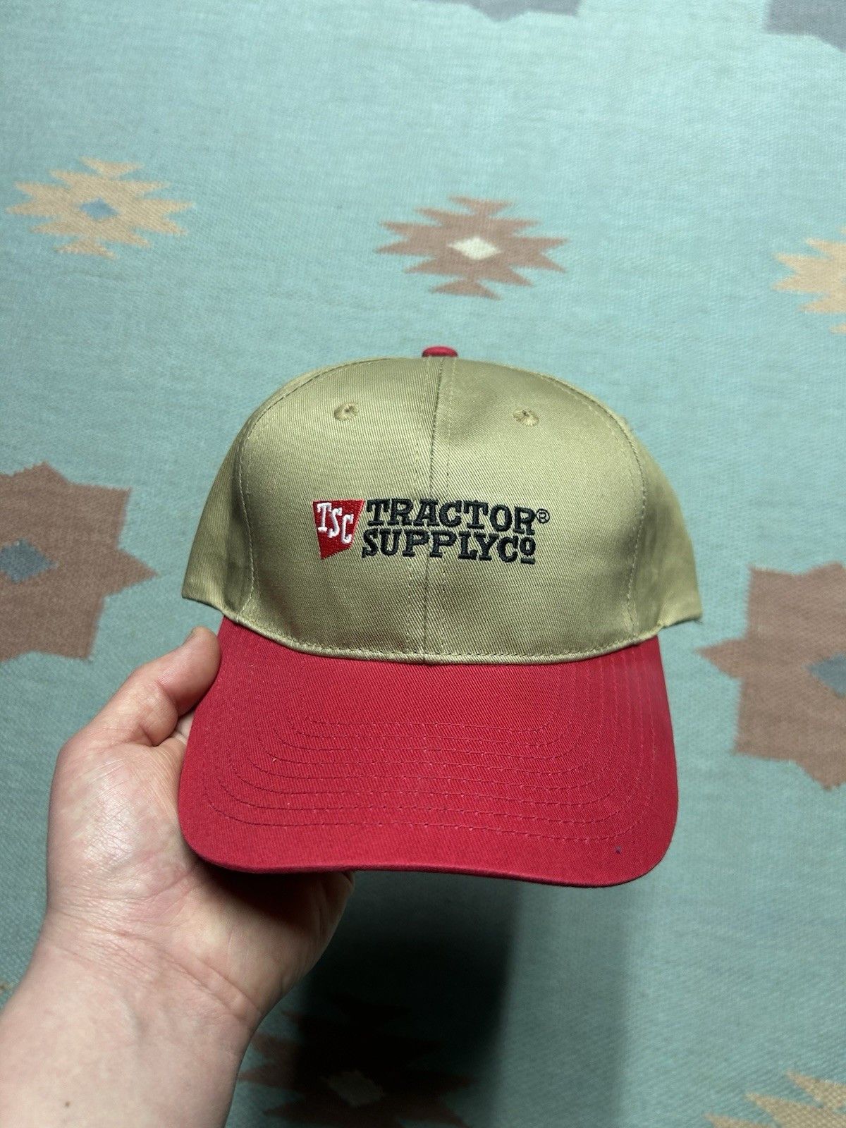 Vintage Tractor supply co snapback hat embroidered logo farm tan red Size ONE SIZE - 2 Thumbnail
