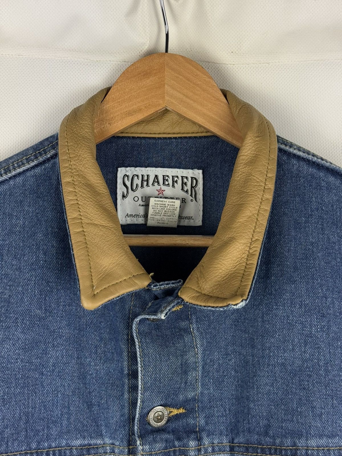 Other Schaefer Outfitter Denim Leather Collar Trucker Jacket Size US XL / EU 56 / 4 - 8 Thumbnail
