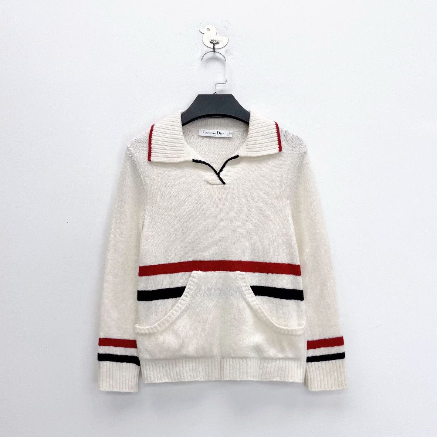 Dior Dior Beige Striped Intarsia Cashmere Sweater Size S / US 4 / IT 40 - 1 Thumbnail