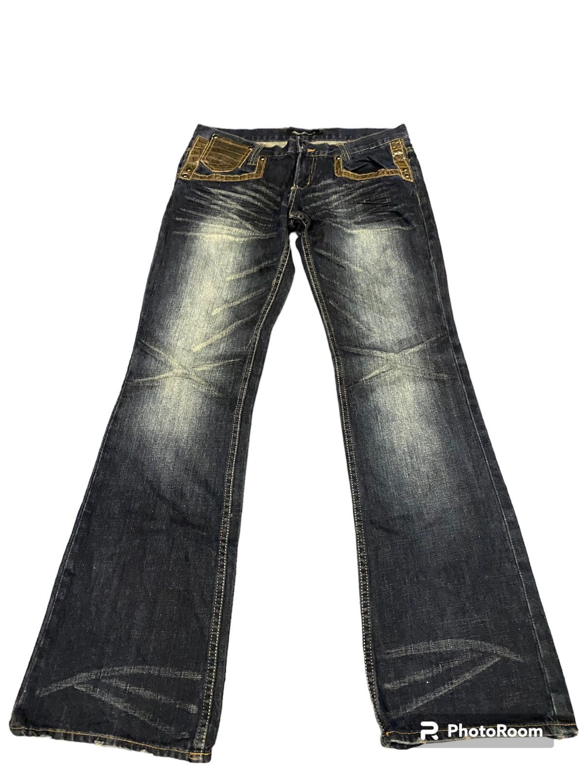 Japanese Brand Flare jeans root three style snake skin boot cut Size US 34 / EU 50 - 2 Thumbnail