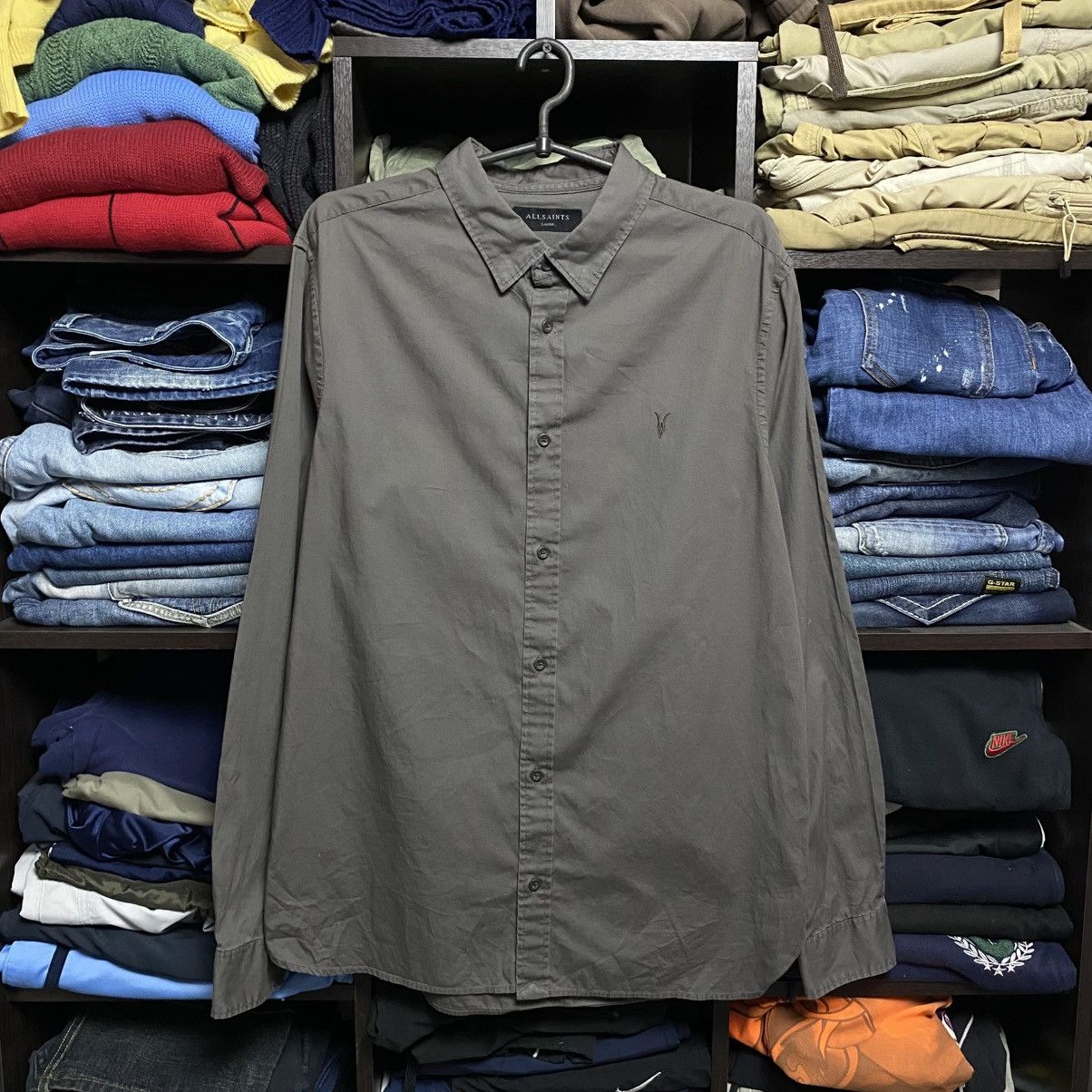 Allsaints Designer Allsaints Small Logo y2k luxury streetwear shirt Size US L / EU 52-54 / 3 - 1 Thumbnail