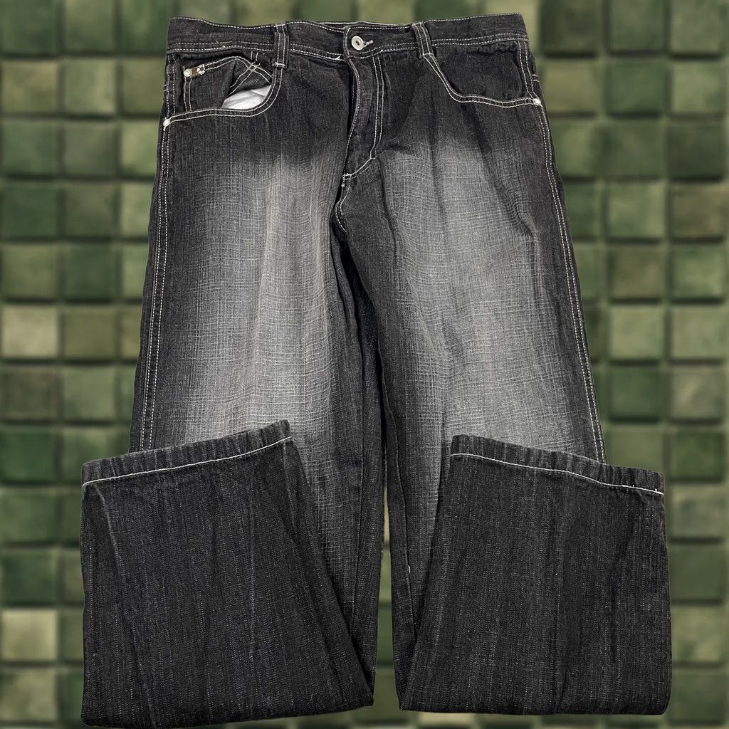 Southpole × Vintage 00's Black Southpole Gold Tab Wide Leg Denim