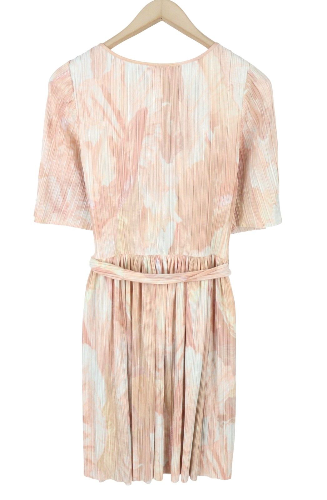 MAX&Co. M Light Pink Textured Belted Short Sleeve Dress 88796 Size M / US 6-8 / IT 42-44 - 4 Thumbnail