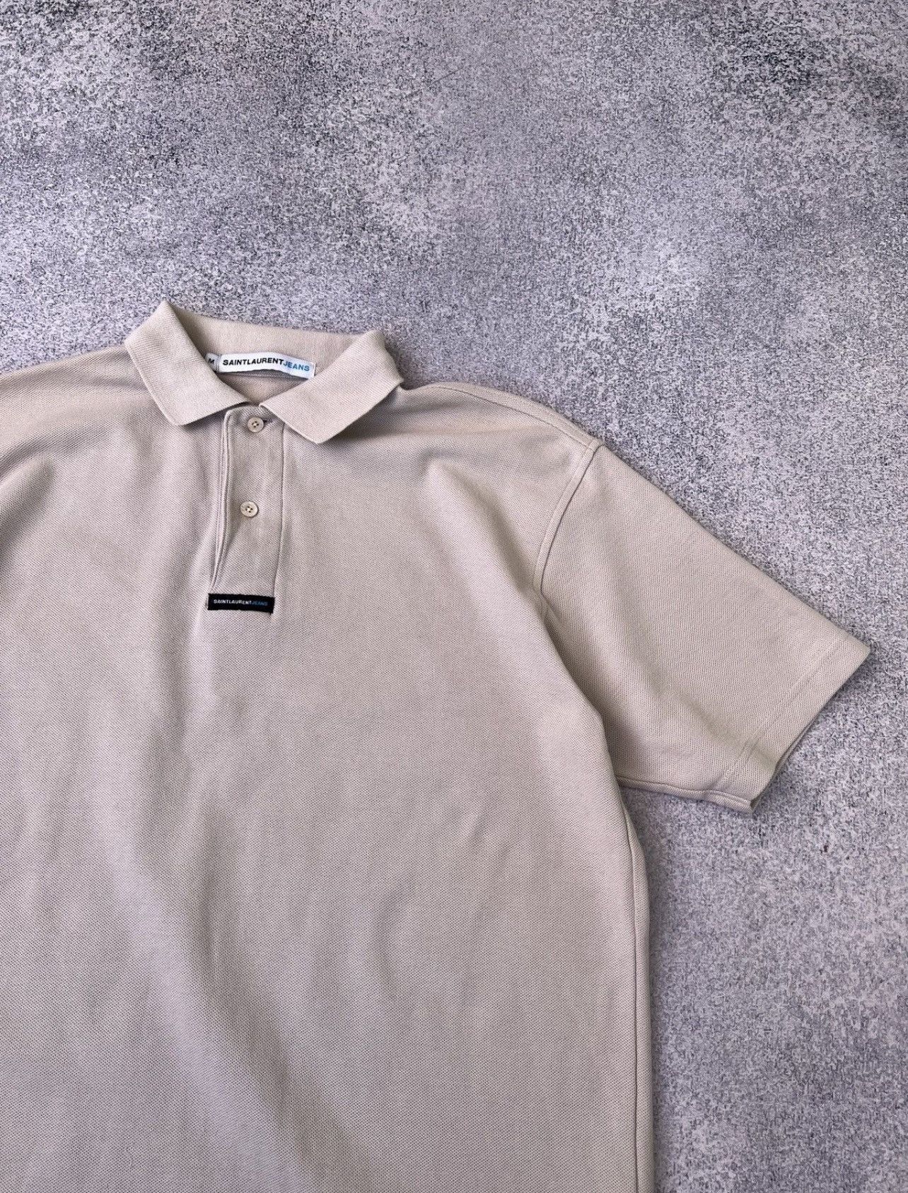 Yves Saint Laurent Vintage Saint Laurent Jeans Beige Polo Top Classic Logo Size US M / EU 48-50 / 2 - 2 Thumbnail