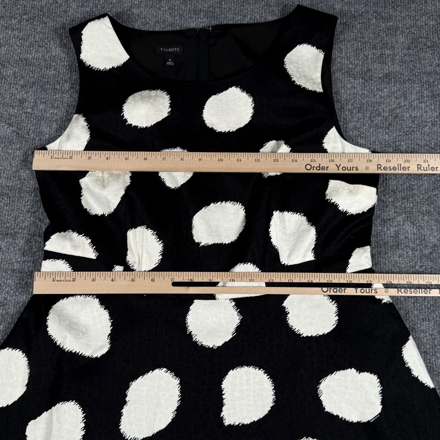 Talbots Talbots Dress Womens 12 Black White Polka Dot Sleeveless A-Line Textured Party Size XL / US 12-14 / IT 48-50 - 6 Thumbnail
