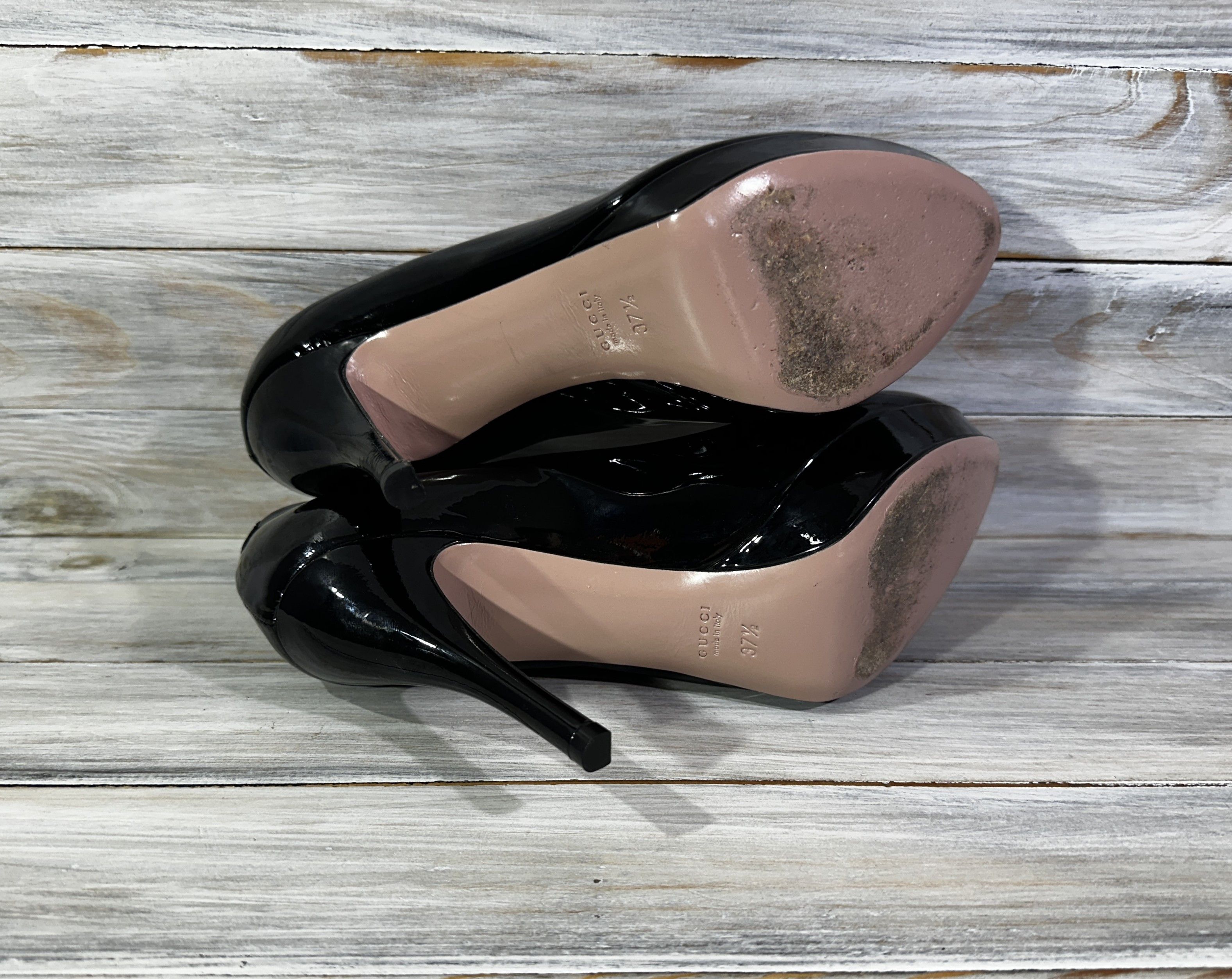Gucci × Leather Gucci Patent Leather Heels Women's Shoes Black Made In Italy Size US 7.5 / IT 37.5 - 10 Thumbnail