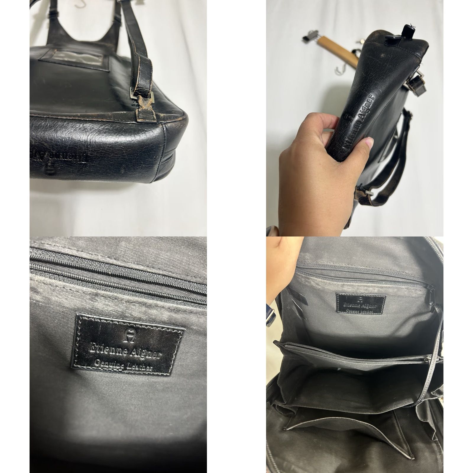 Etienne Aigner VINTAGE Etienne Aigner Black Leather Mini Backpack Purse Distressed 11x9.5x3 Women Mini Backpack Leather Distressed 11x9.5x3 Womens Size ONE SIZE - 10 Thumbnail