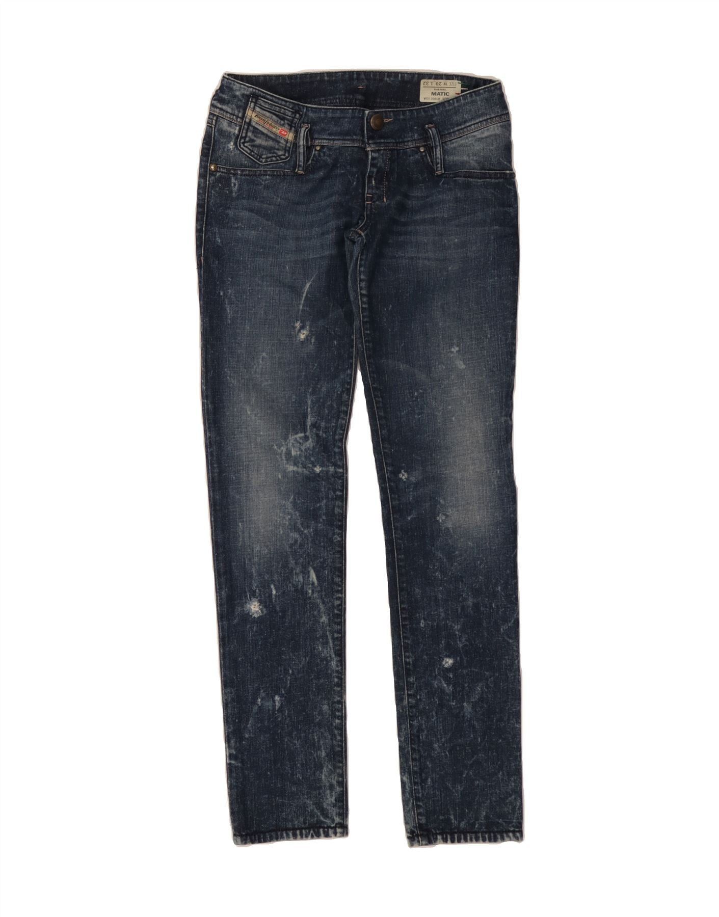 Diesel Womens Matic Acid Wash Slim Jeans W29 L32 Blue Cotton Size 42" / US 20 - 1 Thumbnail