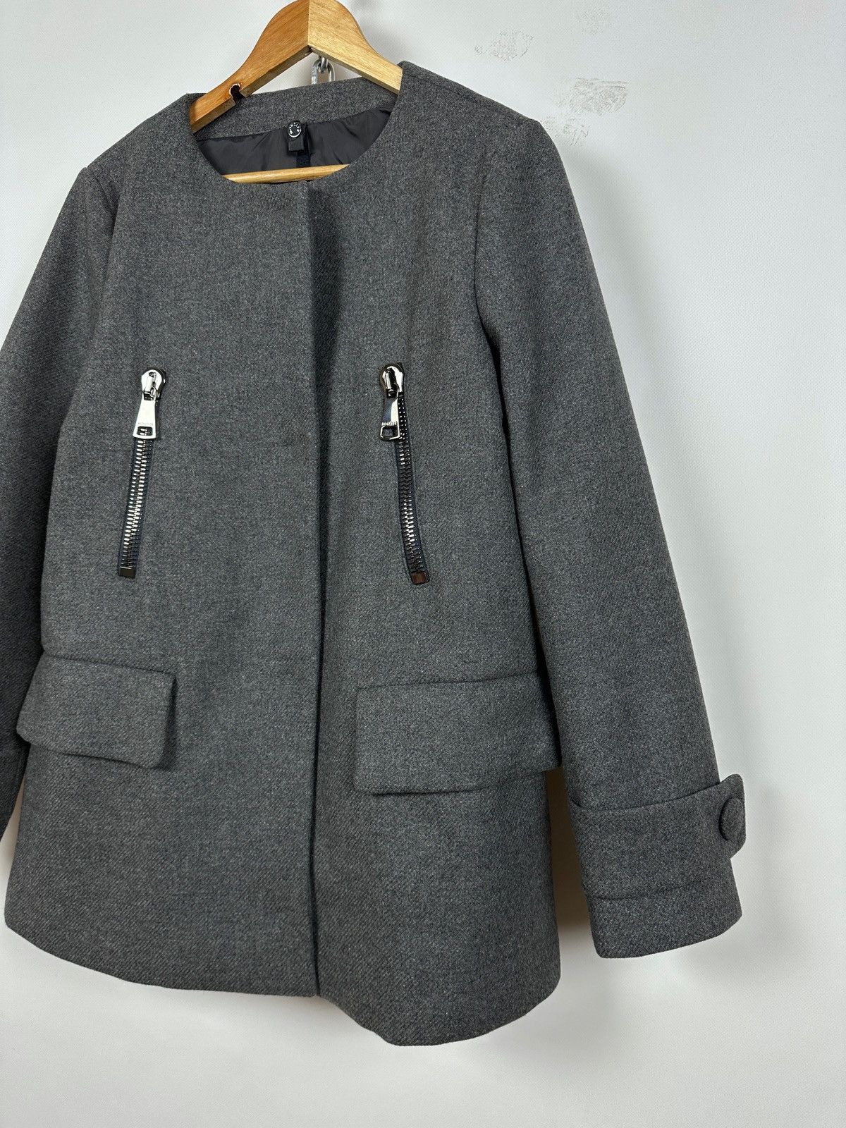Moncler Moncler Euphemia Giubbotto Grey Wool Coat Jacket Size XL / US 12-14 / IT 48-50 - 4 Thumbnail