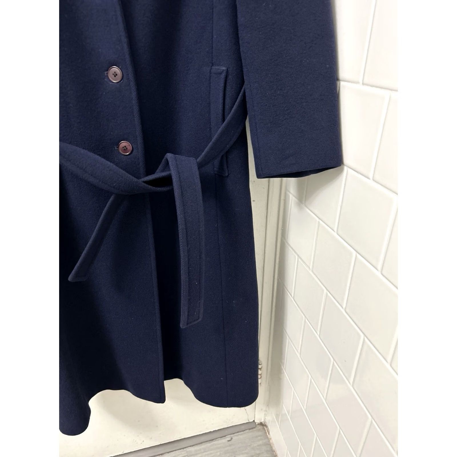 Pendleton VINTAGE Pendleton Coat Womens 12 Navy Blue Wool Trench Belted Long 46" Made in USA Size XL / US 12-14 / IT 48-50 - 5 Thumbnail