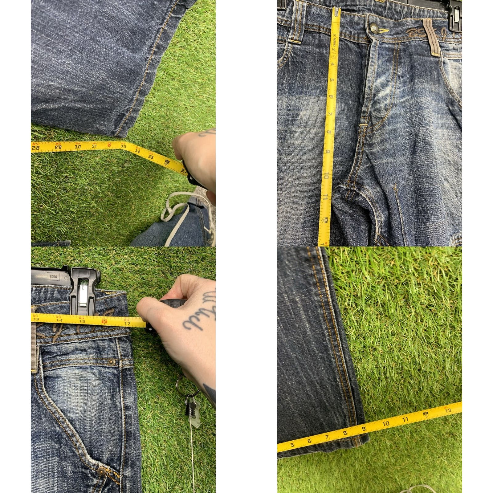 Bershka Berhska Jeans Mens 33x34 Skater Y2K Dark Wash Grunge Punk JNCO Whisker Fade 90s Size 24" / US 00 / IT 34 - 8 Thumbnail