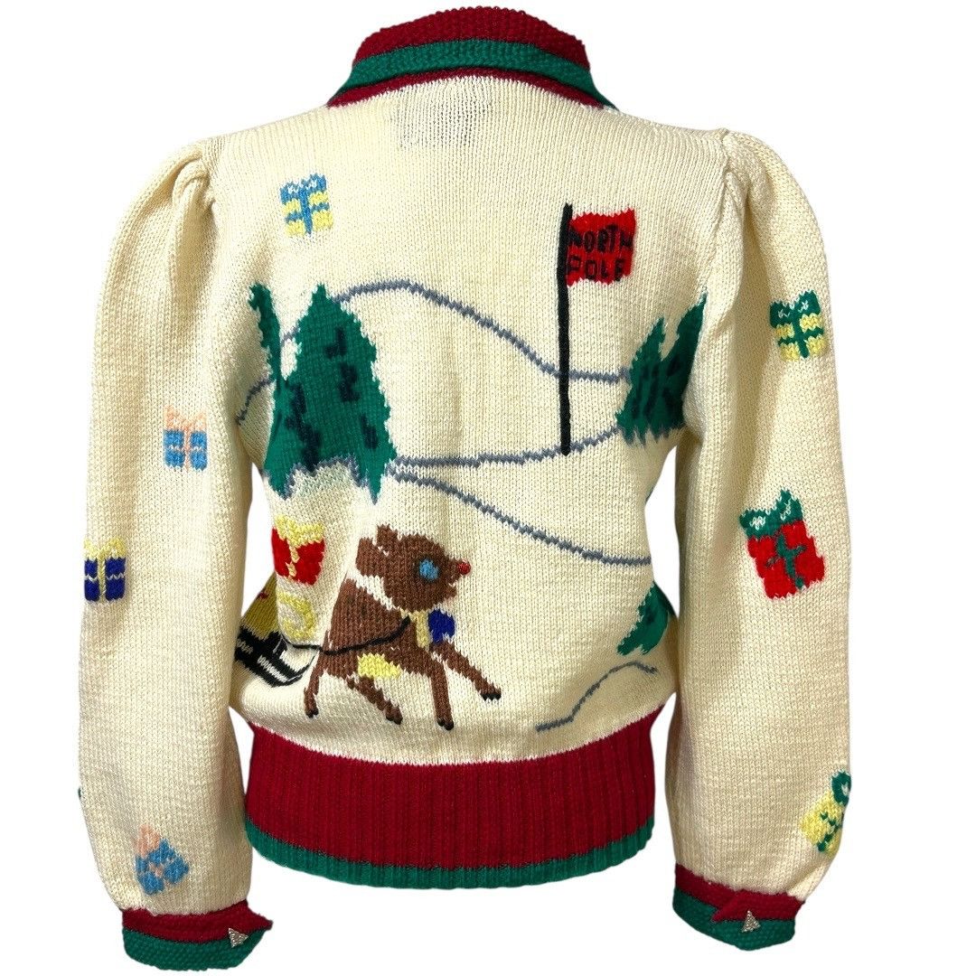 Other Vintage 80s Berek Collared Christmas Sweater Hand-Knit 100% Size M / US 6-8 / IT 42-44 - 2 Thumbnail