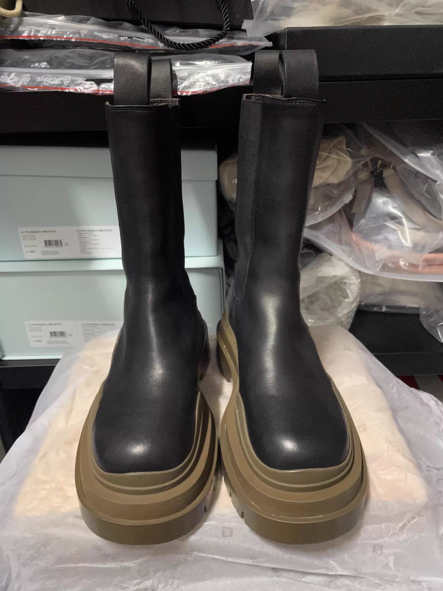 Bottega Veneta BV Tire Chelsea Boot Chocolate Sole Women's Size US 5.5 / IT 35.5 - 1 Thumbnail