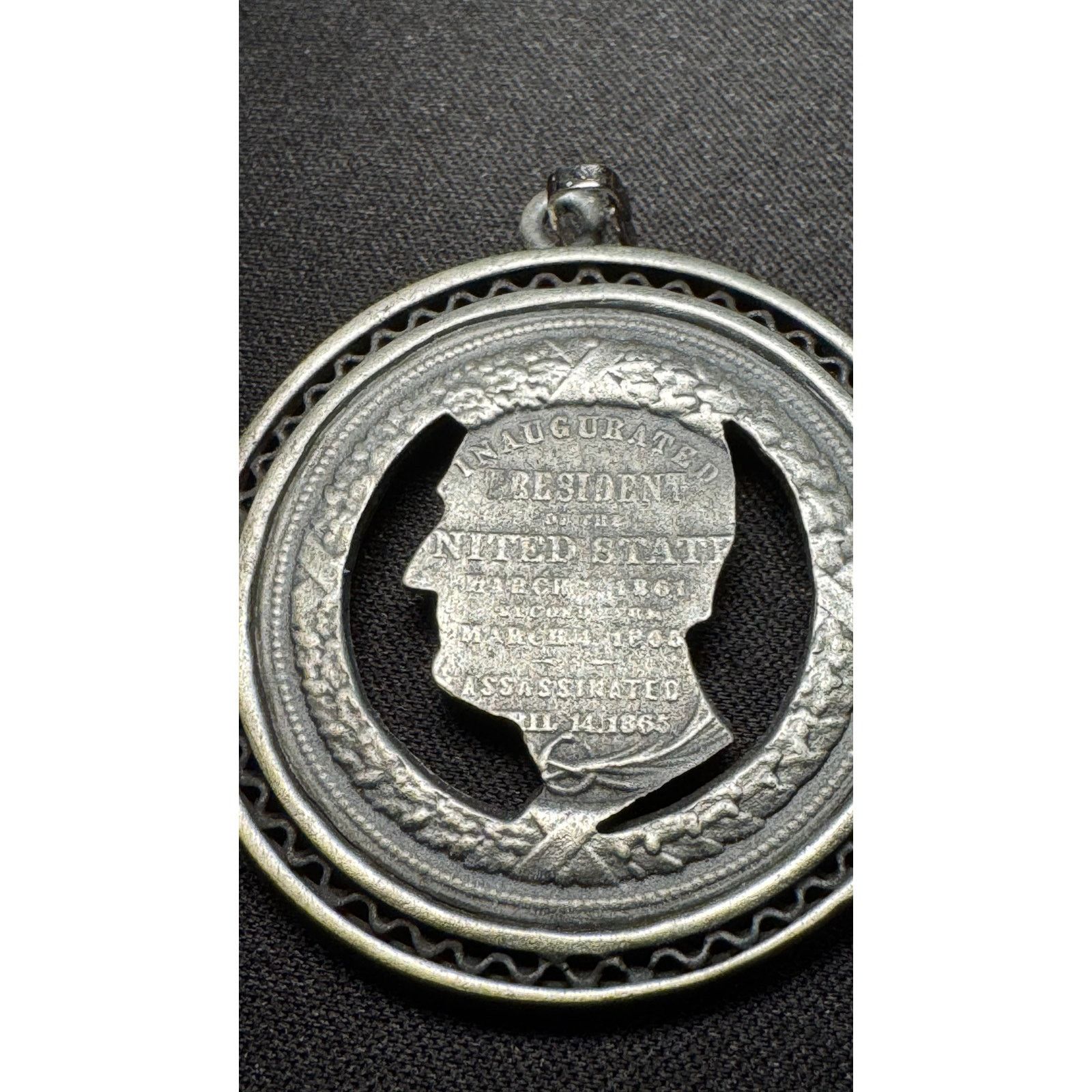 Other Abraham Lincoln Commemorate Pendant Cut Out Metal Coin Size ONE SIZE - 4 Thumbnail