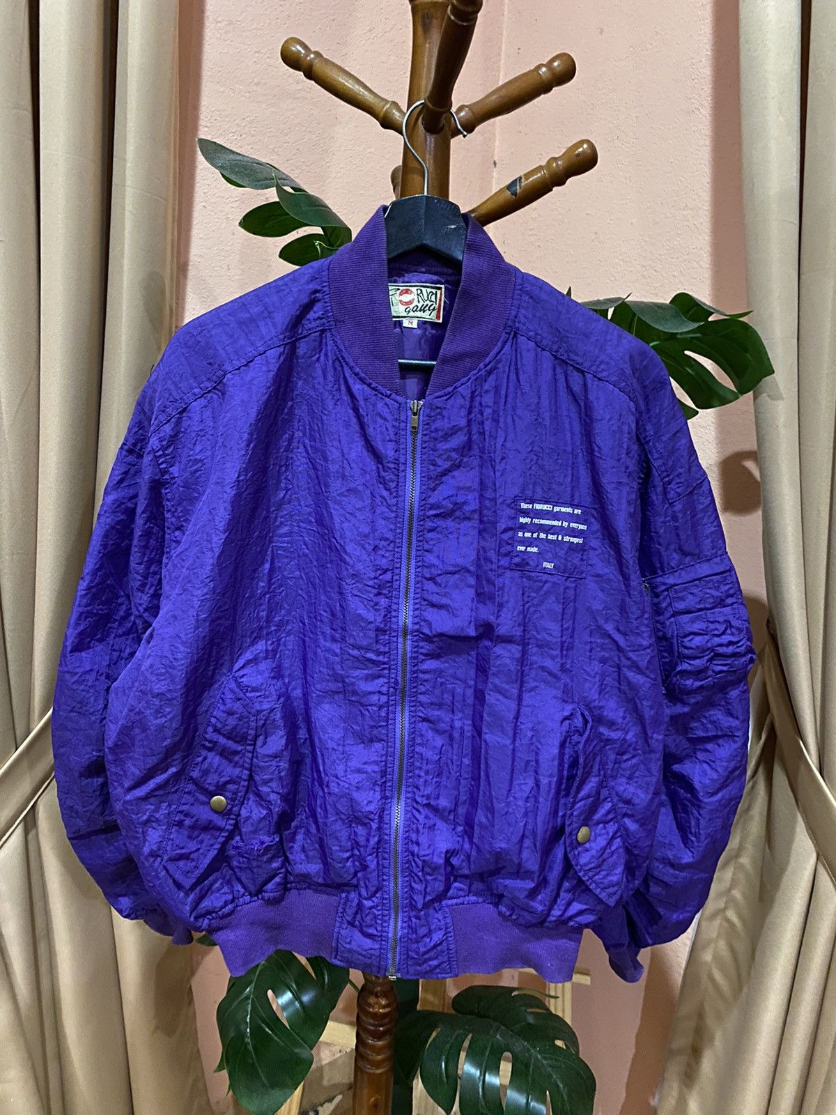 Fiorucci Fiorucci Vintage Purple Nylon Bomber Jacket Italian Style Size US M / EU 48-50 / 2 - 5 Thumbnail