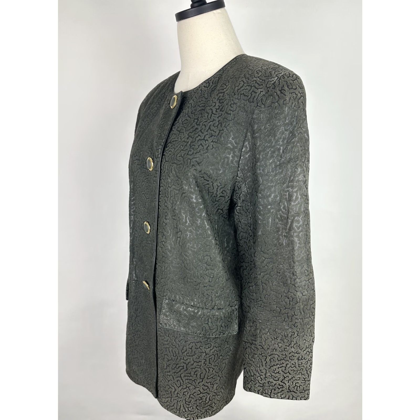 Vintage VINTAGE Giorgio Di Sant Angelo Leather Jacket Womens Small Olive Green Textured Bohemian 80s 90s Retro Casual Womens Size S / US 4 / IT 40 - 6 Thumbnail