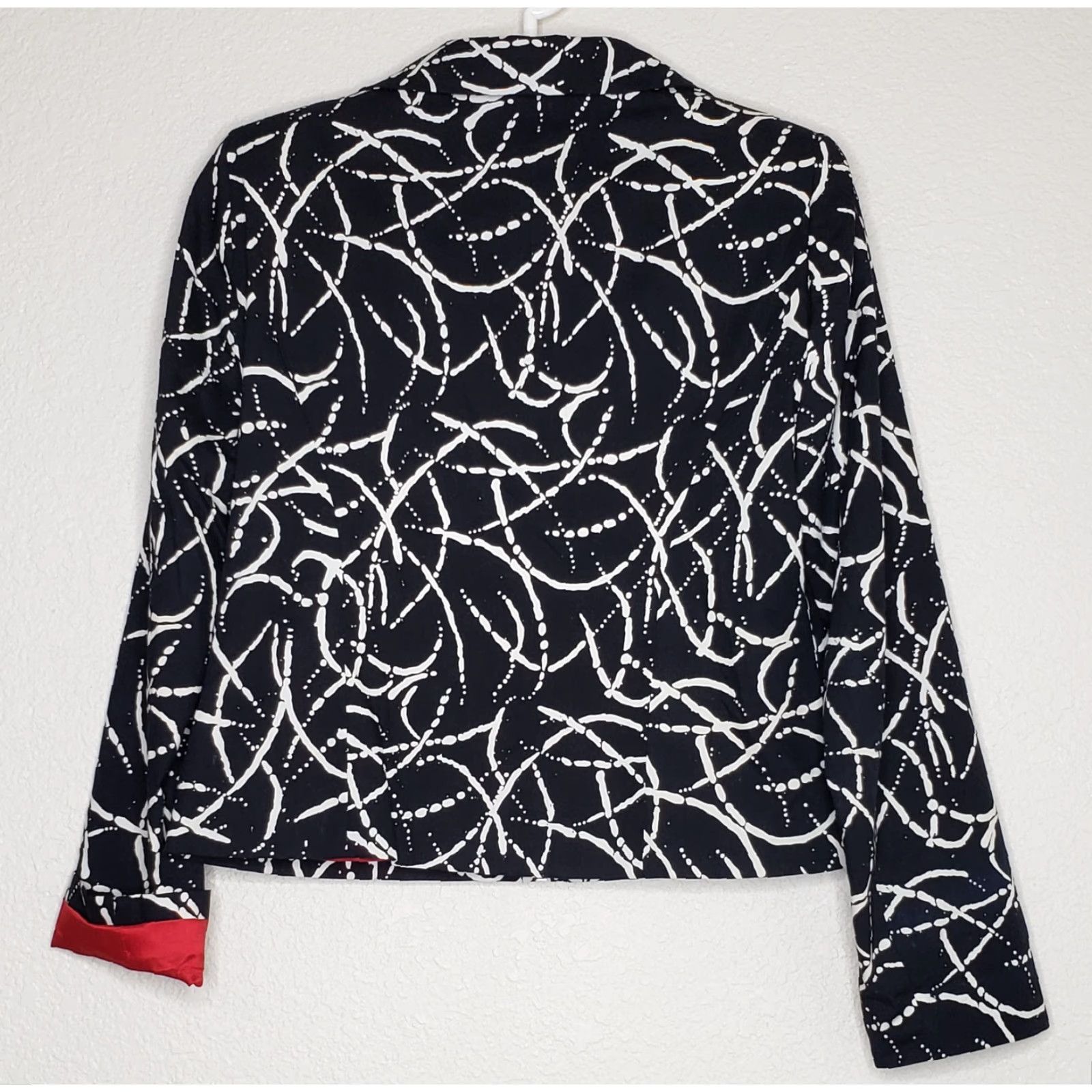Vintage LoriZoni Jacket Small Black White Red Stud Shoulder Pad Collared Zip Front Women Jacket Size S / US 4 / IT 40 - 2 Thumbnail