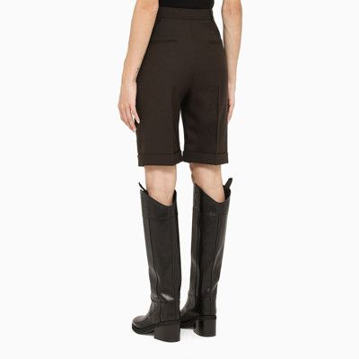 Saint Laurent Paris o1s1wg110924 Pleated Bermuda Shorts in Gabardine in Brown Size 30" / US 8 / IT 44 - 4 Thumbnail