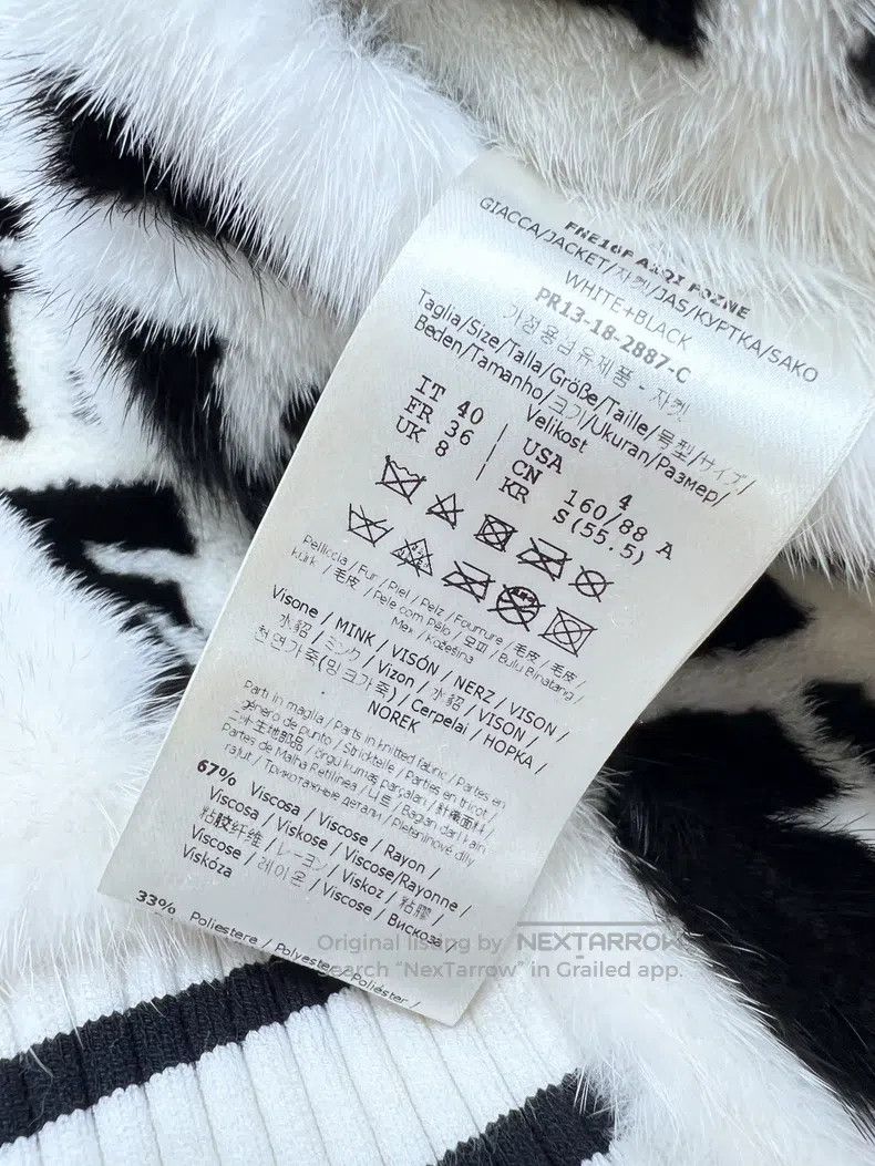Fendi Fendi Black and White Vintage Print Mink Knit Short Leathe Size XS / US 0-2 / IT 36-38 - 7 Thumbnail