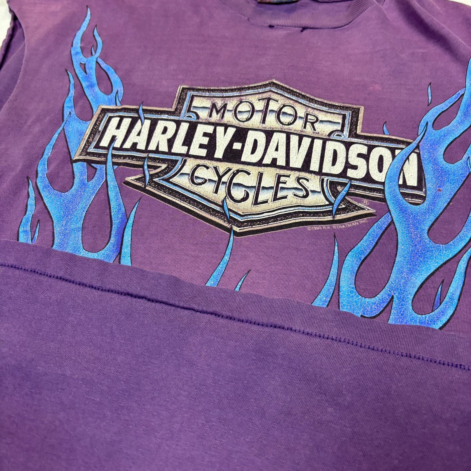 Harley Davidson Vintage 1993 Harley Davidson Blue Flames Hawaii Shirt XL Size US XL / EU 56 / 4 - 9 Thumbnail