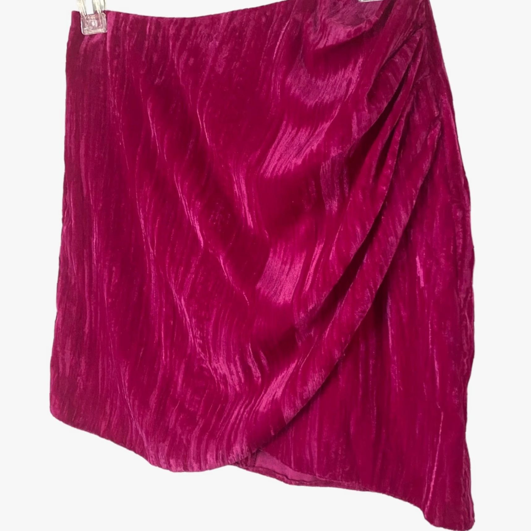 Topshop Topshop Velvet Drape Mini Skirt Women's Petite Size 2 Hot Pink High-Waisted Size 26" / US 2 / IT 38 - 2 Thumbnail