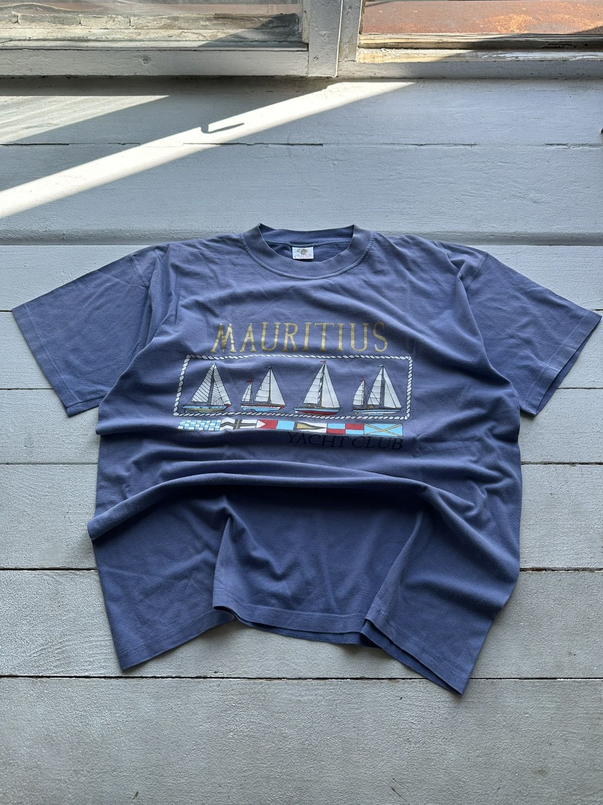 Vintage 🚨MAUTIRIUS YACHT CLUB LIGHT BLUE VNTG MONACO RARE BIG LOGO Size US L / EU 52-54 / 3 - 1 Thumbnail