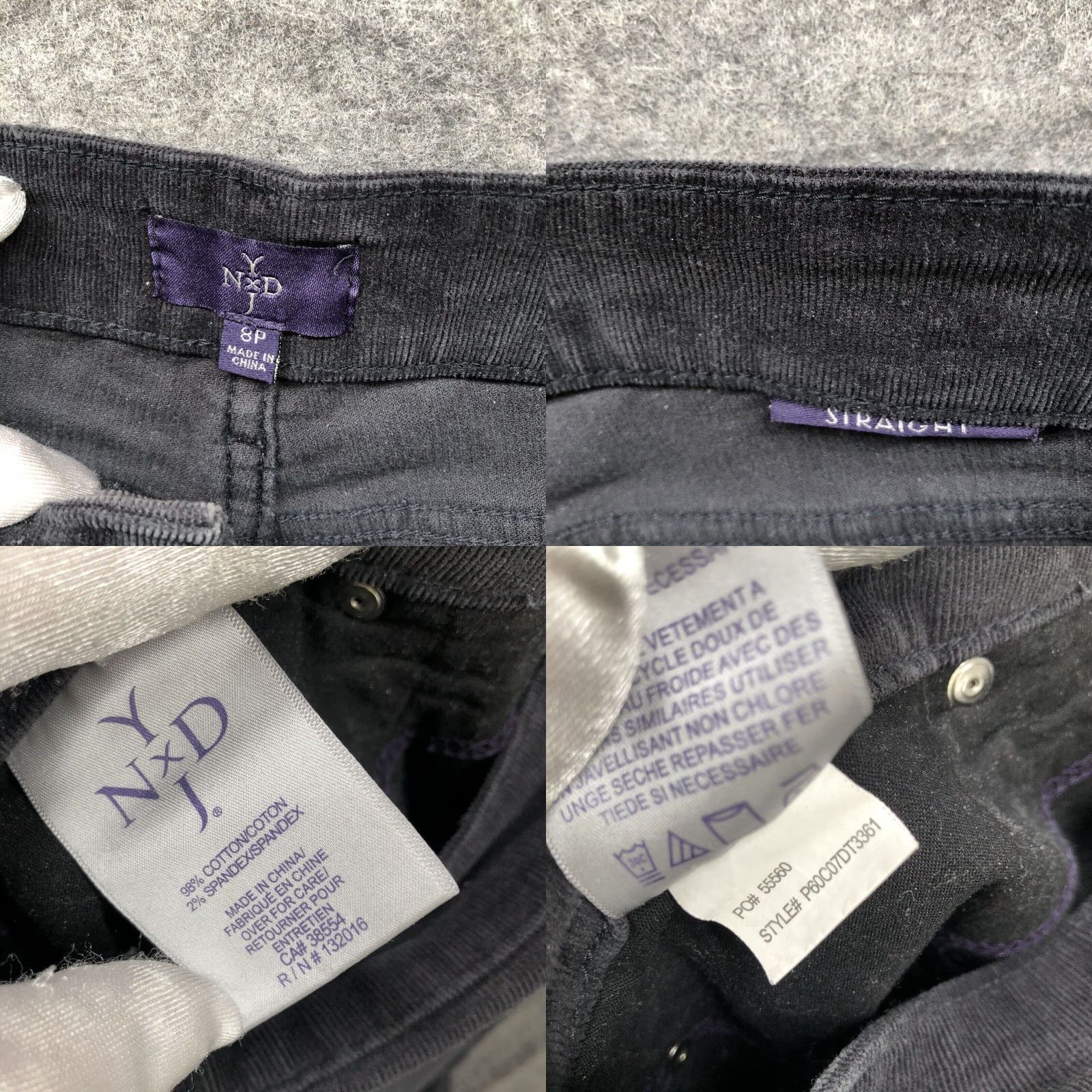 NYDJ NYDJ Marilyn Straight Corduroy Jeans Women 8P Black Stretch 5-Pocket 29" Inseam Petite Womens Size 30" / US 8 / IT 44 - 8 Thumbnail