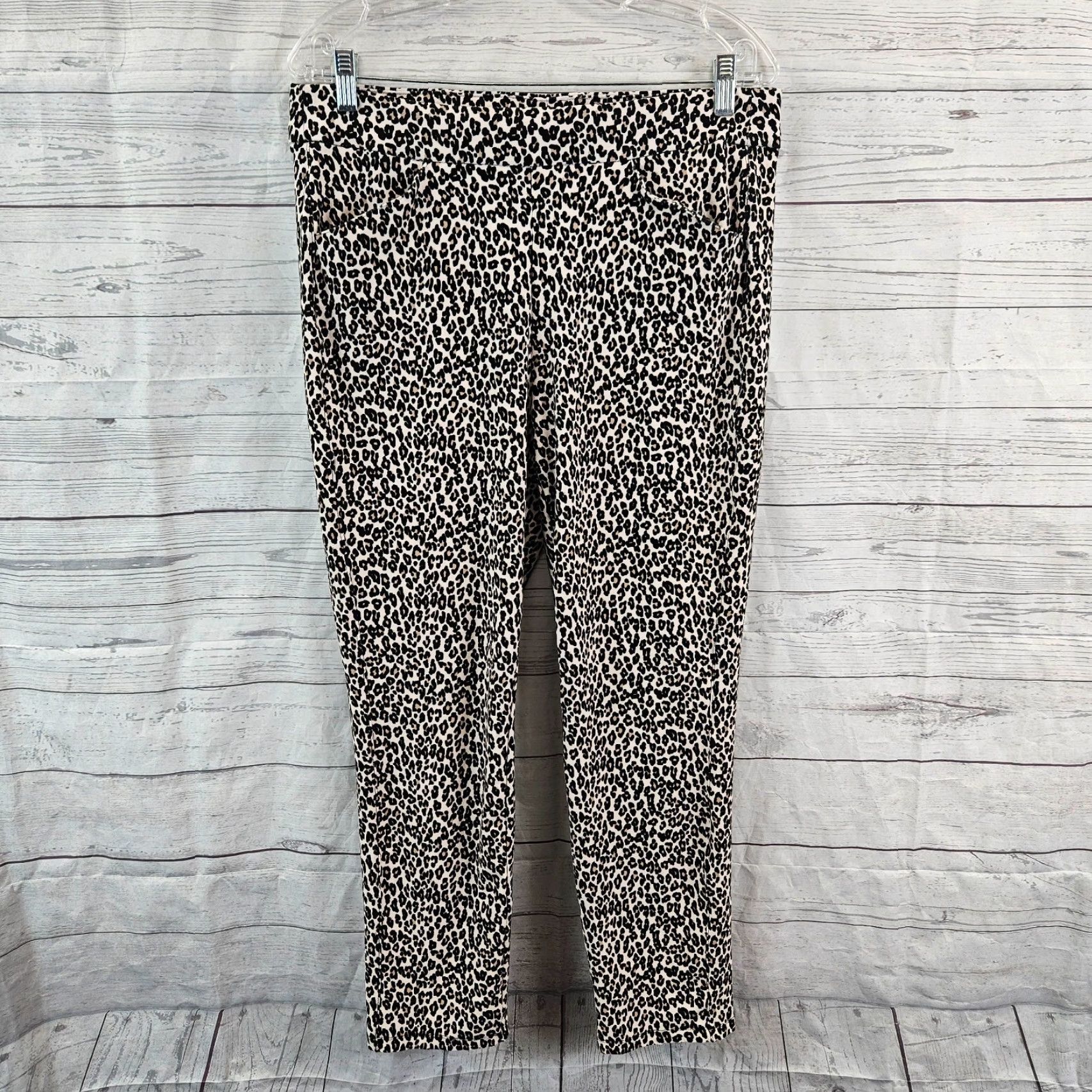Vintage Chicos Travelers Womens Pants Sz 10 Black Brown Animal Print Pull On Mid Rise Shirt? Size 32" / US 10 / IT 46 - 2 Thumbnail
