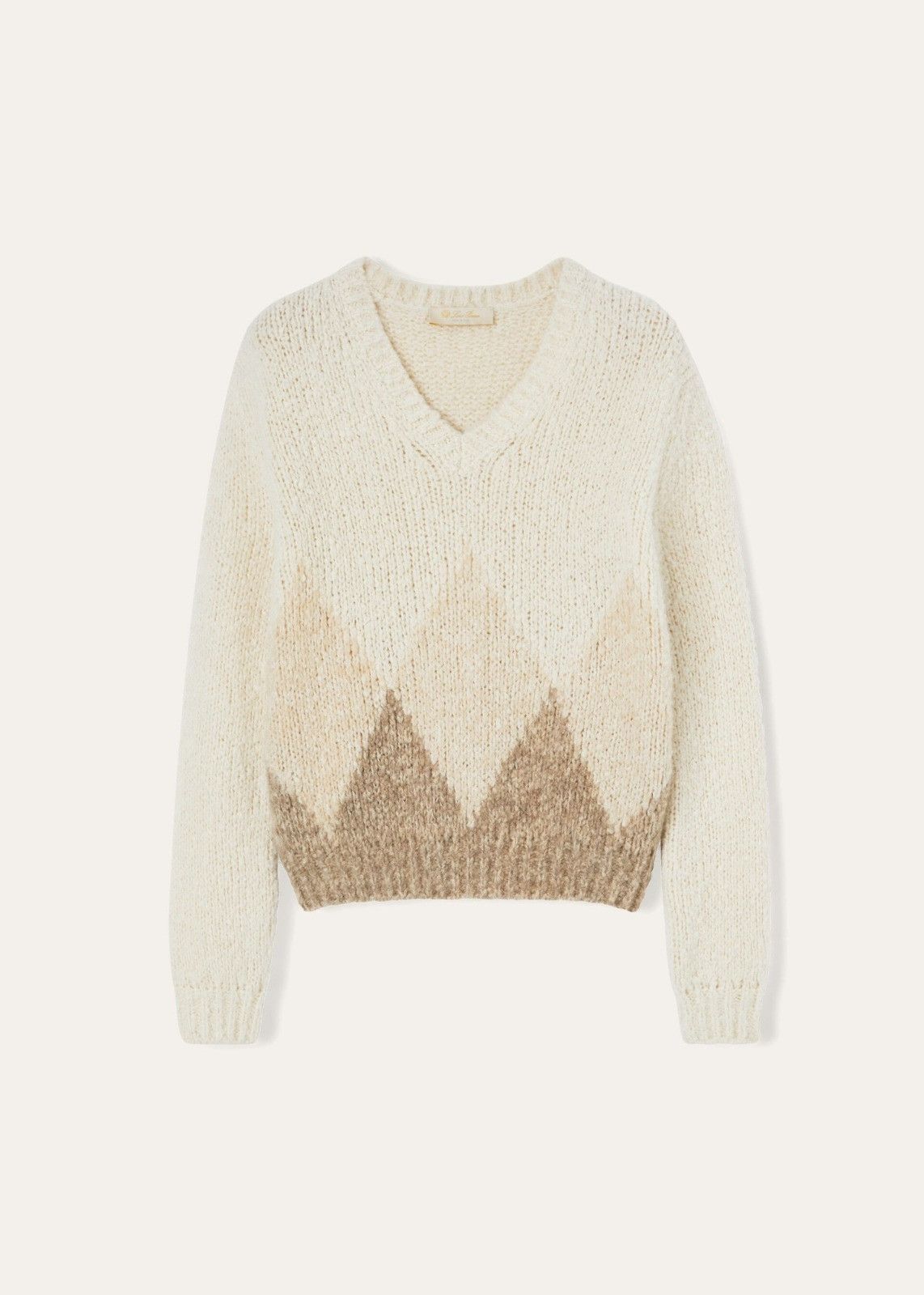 Loro Piana o1srvl11e1125 FAN1195 Cocooning V-neck Sweater White/Brown Size XS / US 0-2 / IT 36-38 - 1 Thumbnail