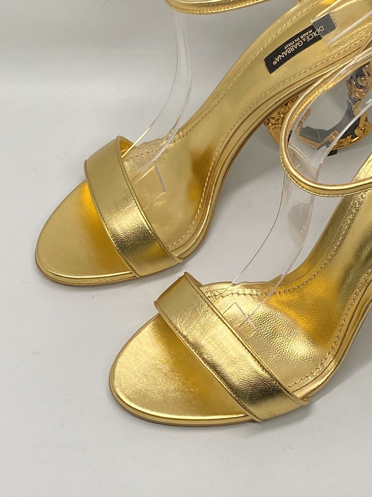 Dolce & Gabbana DOLCE&GABBANA Sculpted-Heel Metallic Leather Sandals size 41 Size US 11 / IT 41 - 5 Thumbnail
