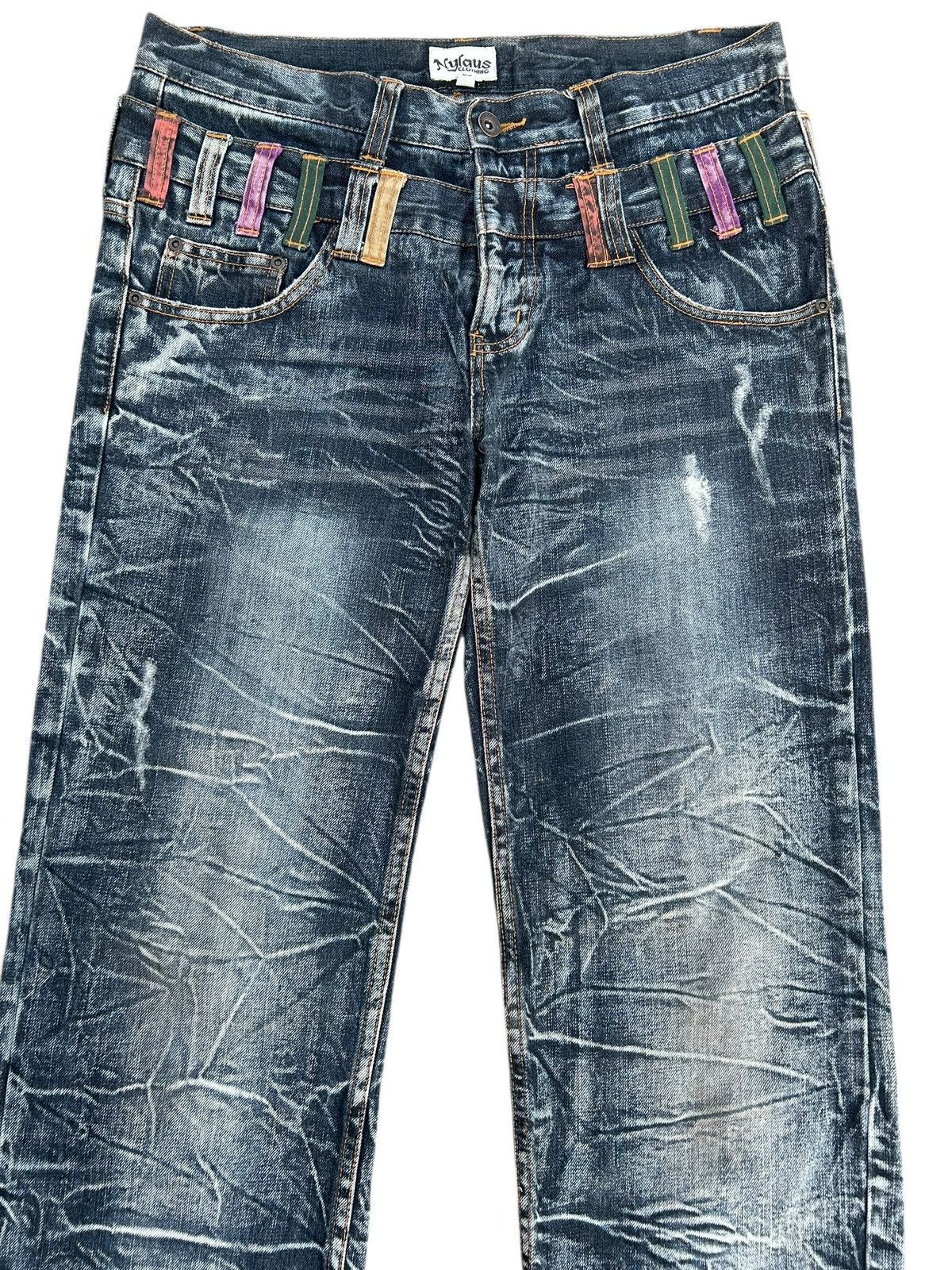 Kapital Nylaus Double Waist Japanese Punk Distressed Denim Jeans Size US 34 / EU 50 - 4 Thumbnail